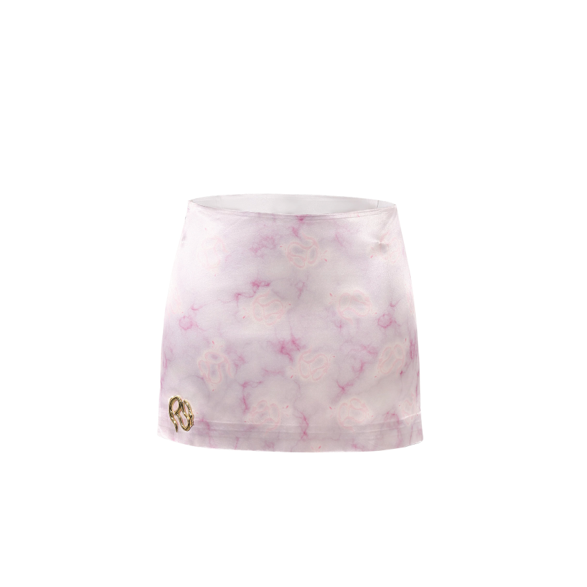 pink and purple jade pattern print short-skirt