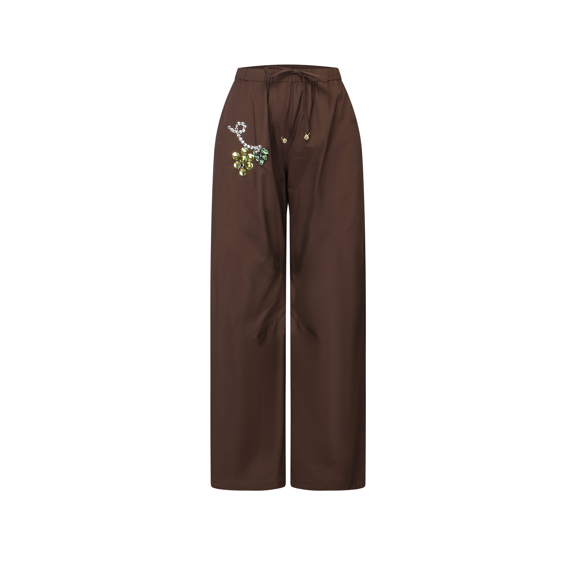 Unisex Brown Grape Rhinestone Trousers