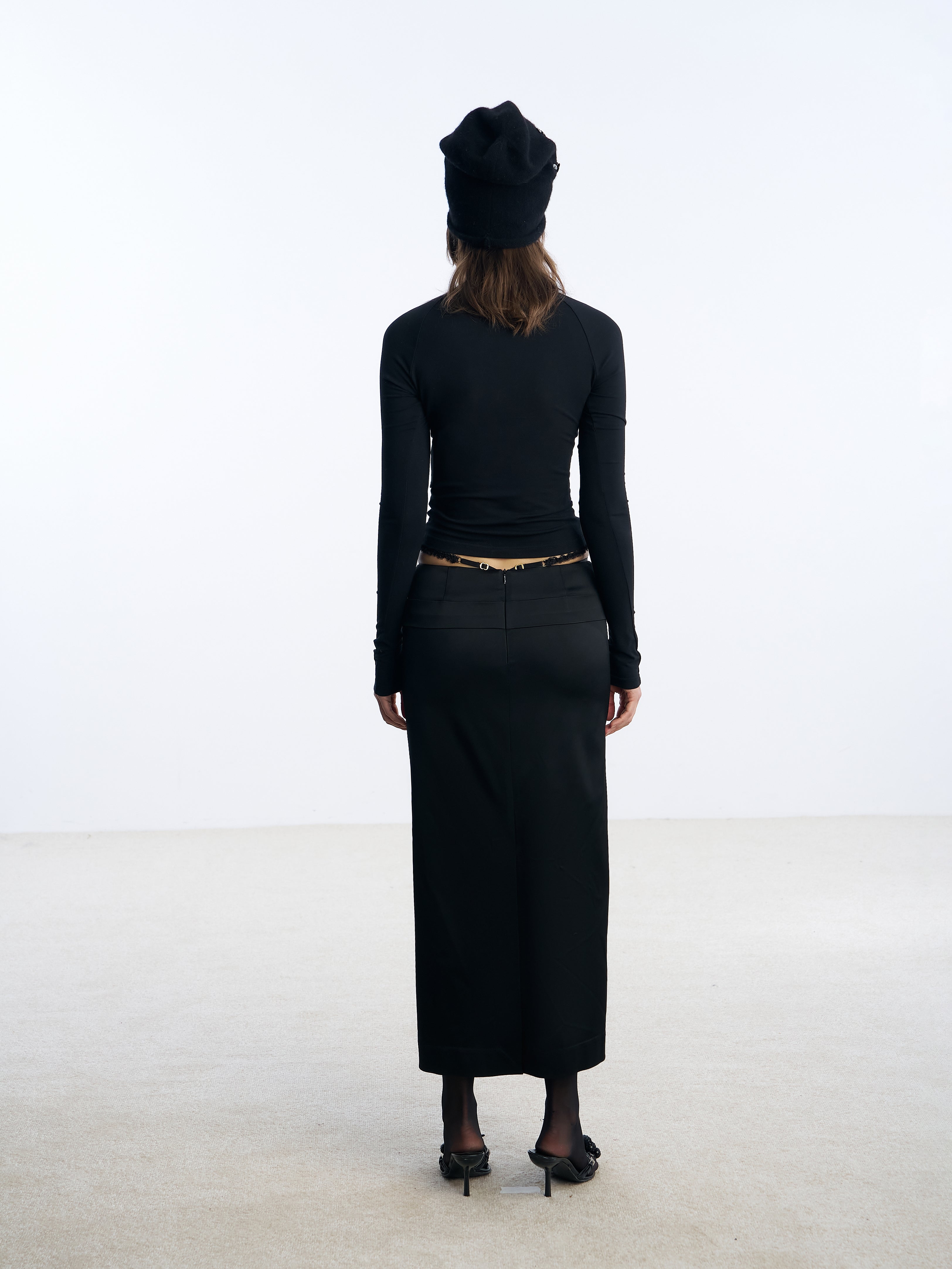 スカート Nodress X RoomSERVICE888 Black Flower Pleats Long Skirt Nφdress X RoomSERVICE888 Black Flower Pleats Long Skirt