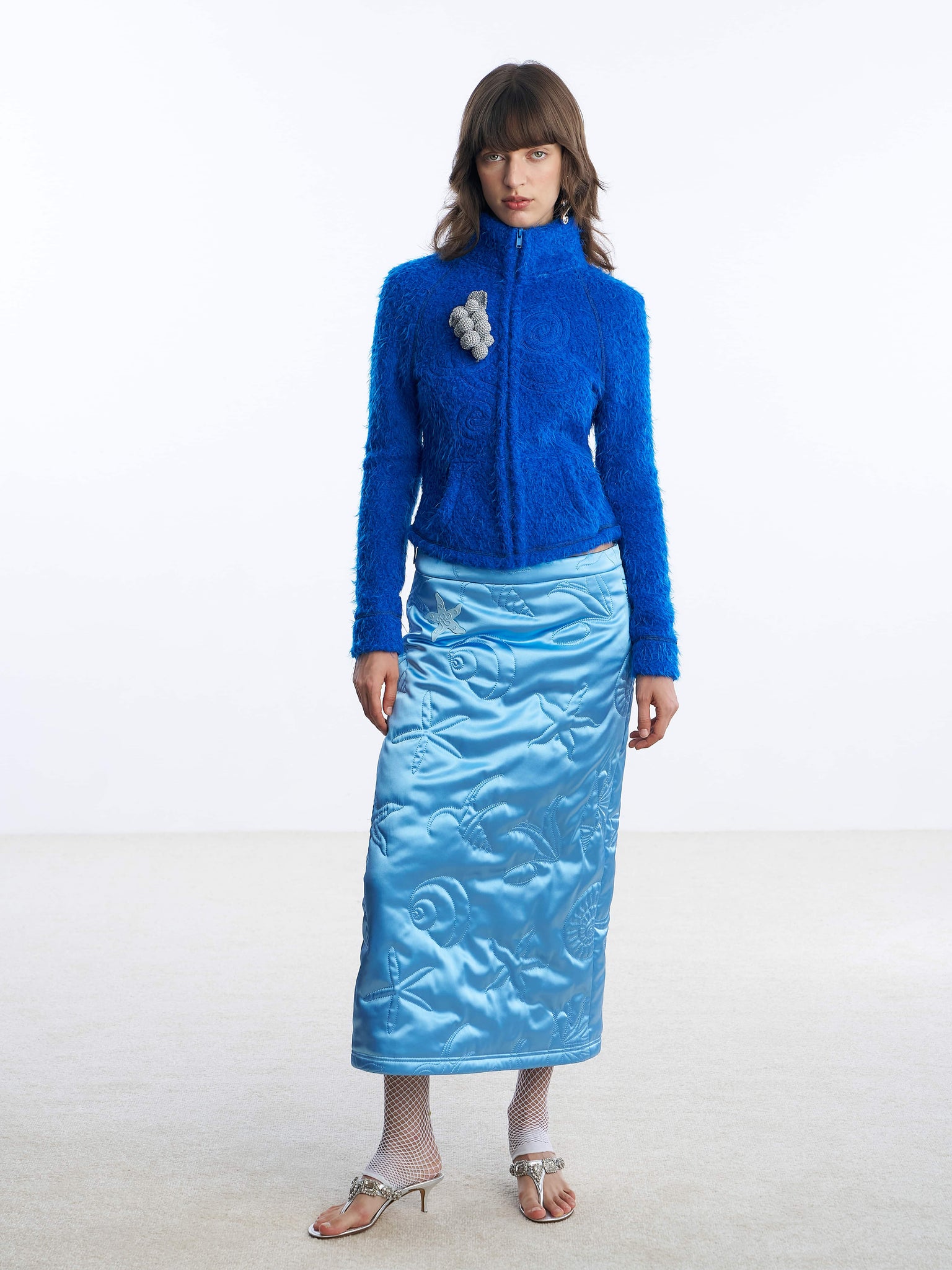 Blue shell puffer skirt Front