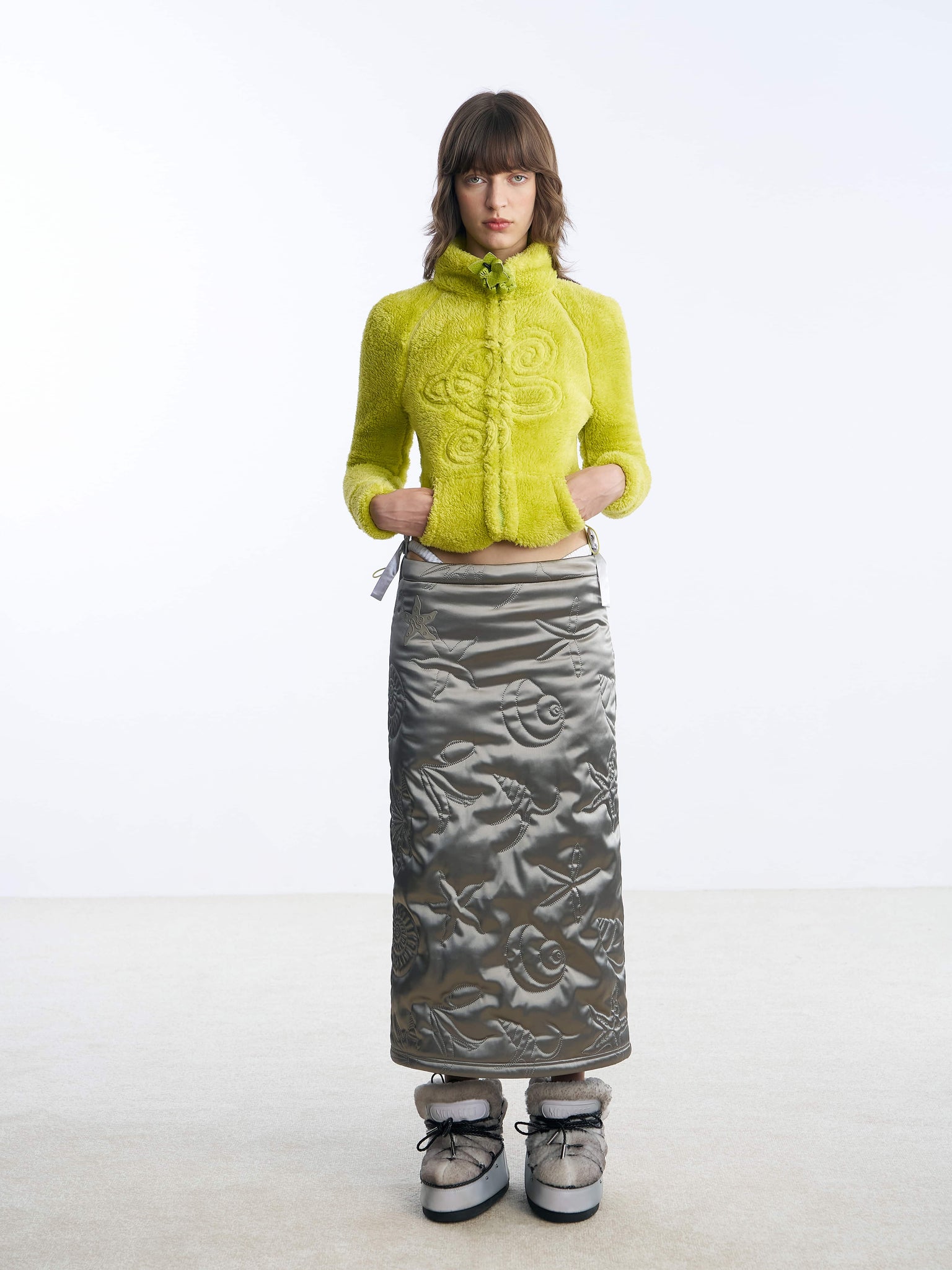 Gray shell puffer skirt Front