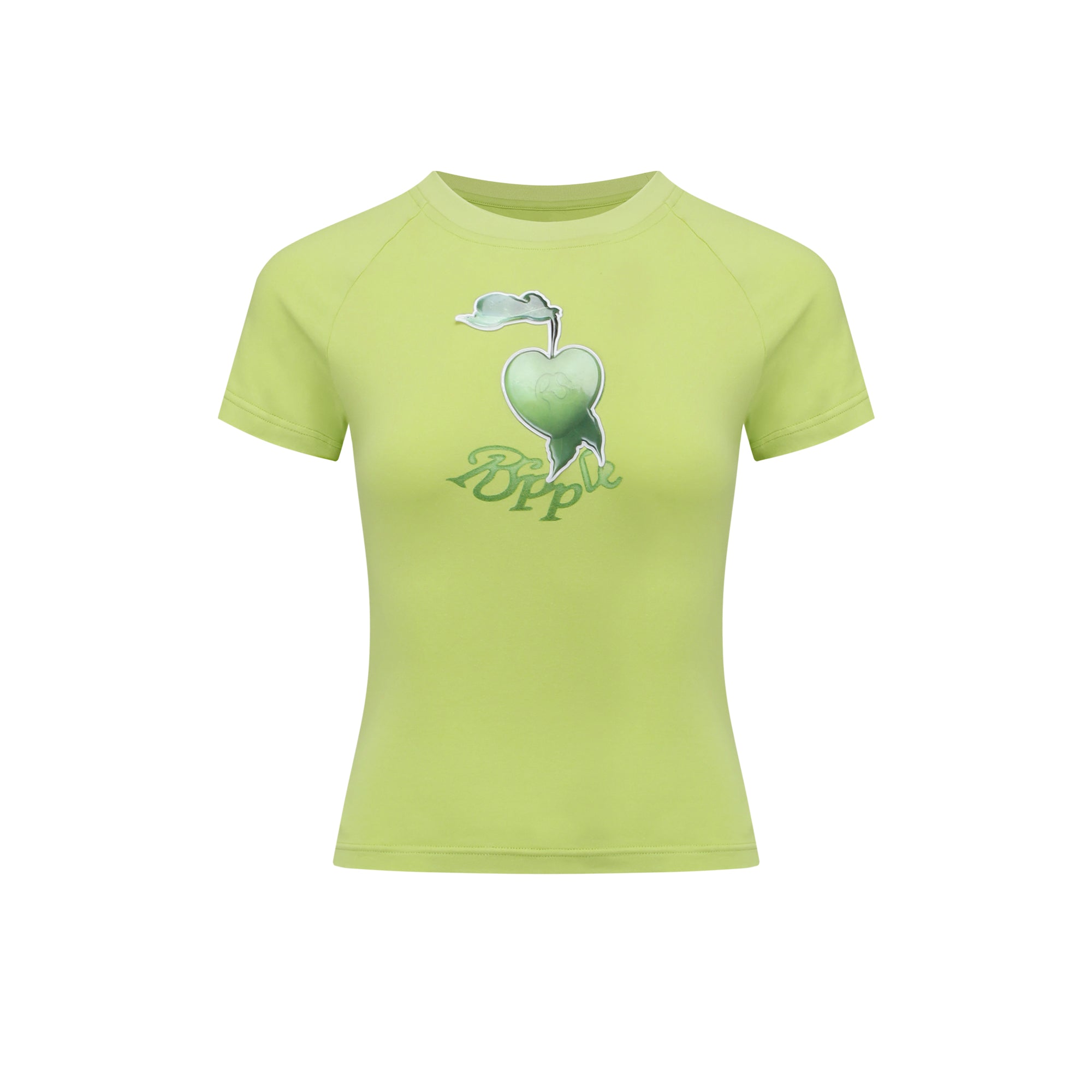 Green Heart Apple Print T-Shirt