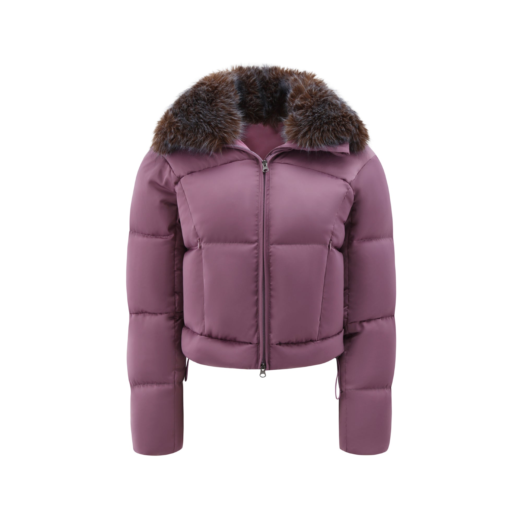 Purple Detachable Fur Collar Down Jacket