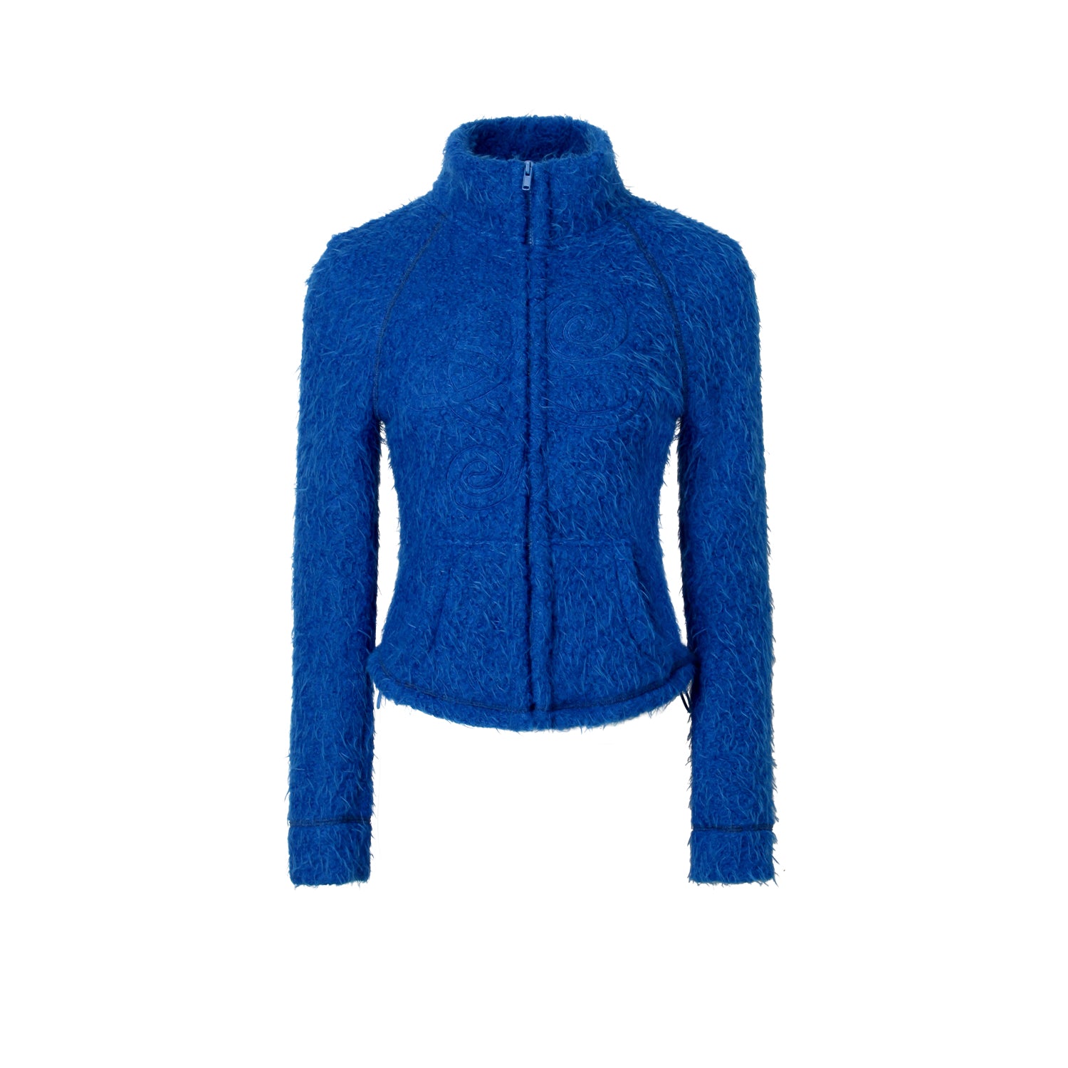 Blue Logo-embroidery wool-blend jacket