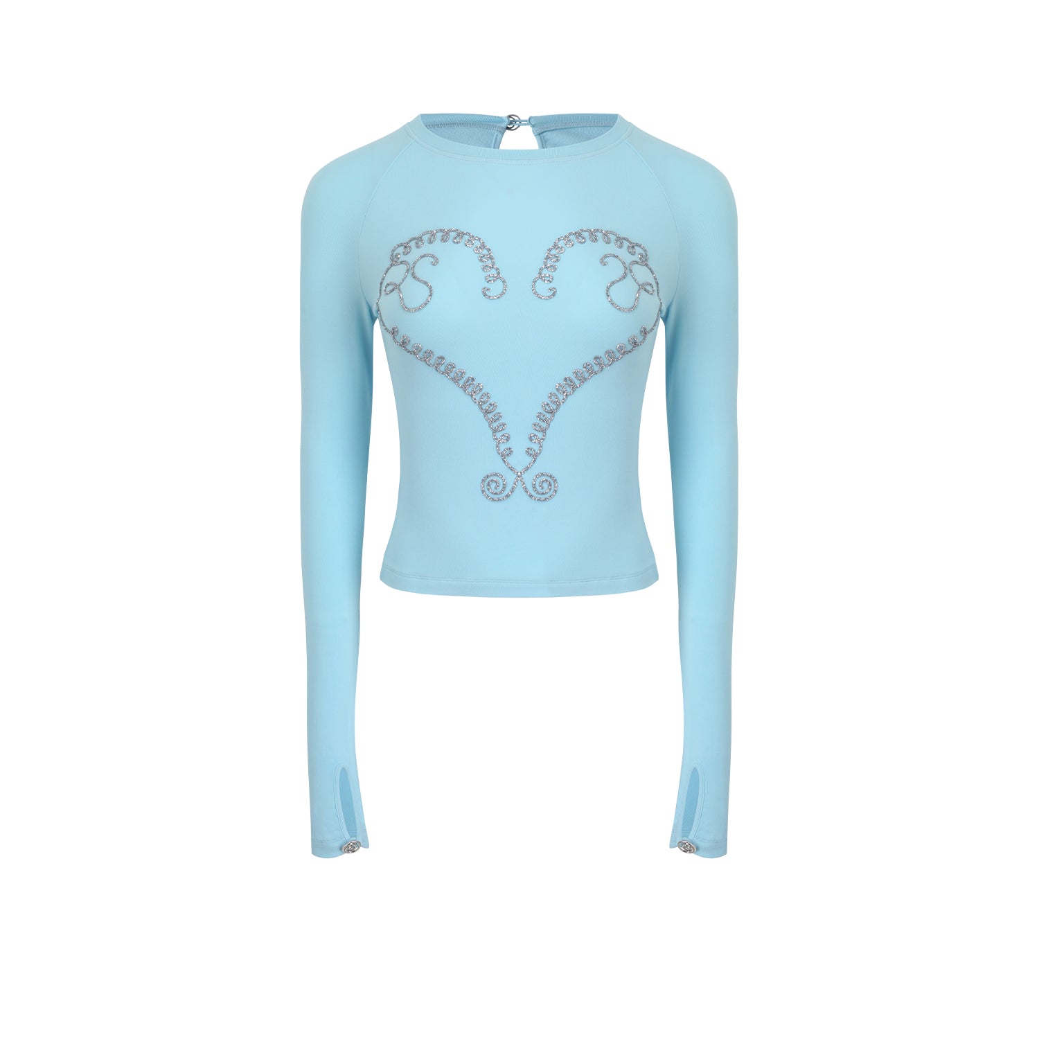 Blue RS heart vine rhinestone T-shirt