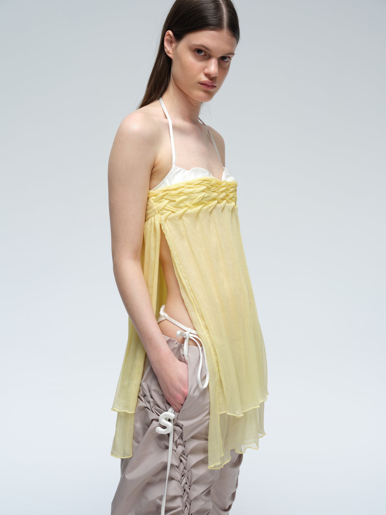 Handcrafted Smocking Silk Chiffon Multi-wear Skirt/Top