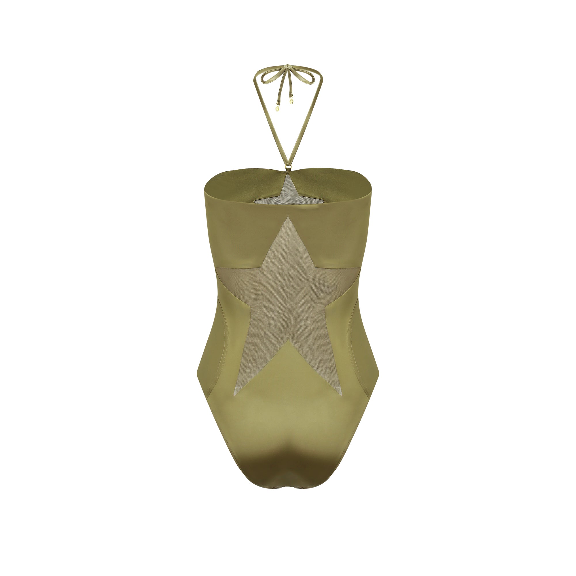 Olive Green Starfish Hollowed-Out Patchwork One-Piece