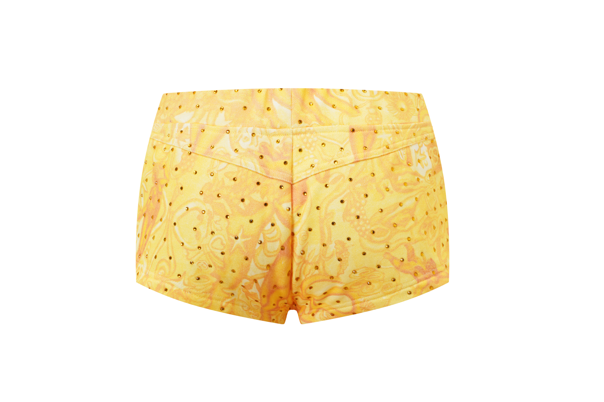 Goddess Forest Print Shorts with Full Rhinestone Embellishments