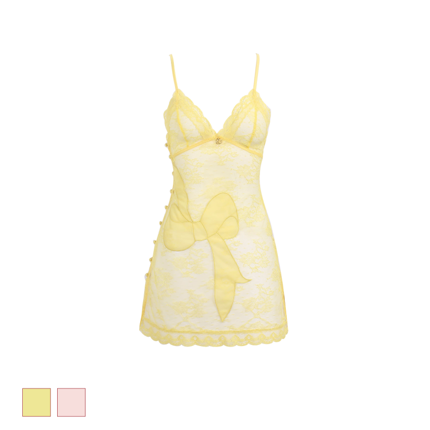 50%OFF Bowknot Embroidered Patch Lace Slip Dress