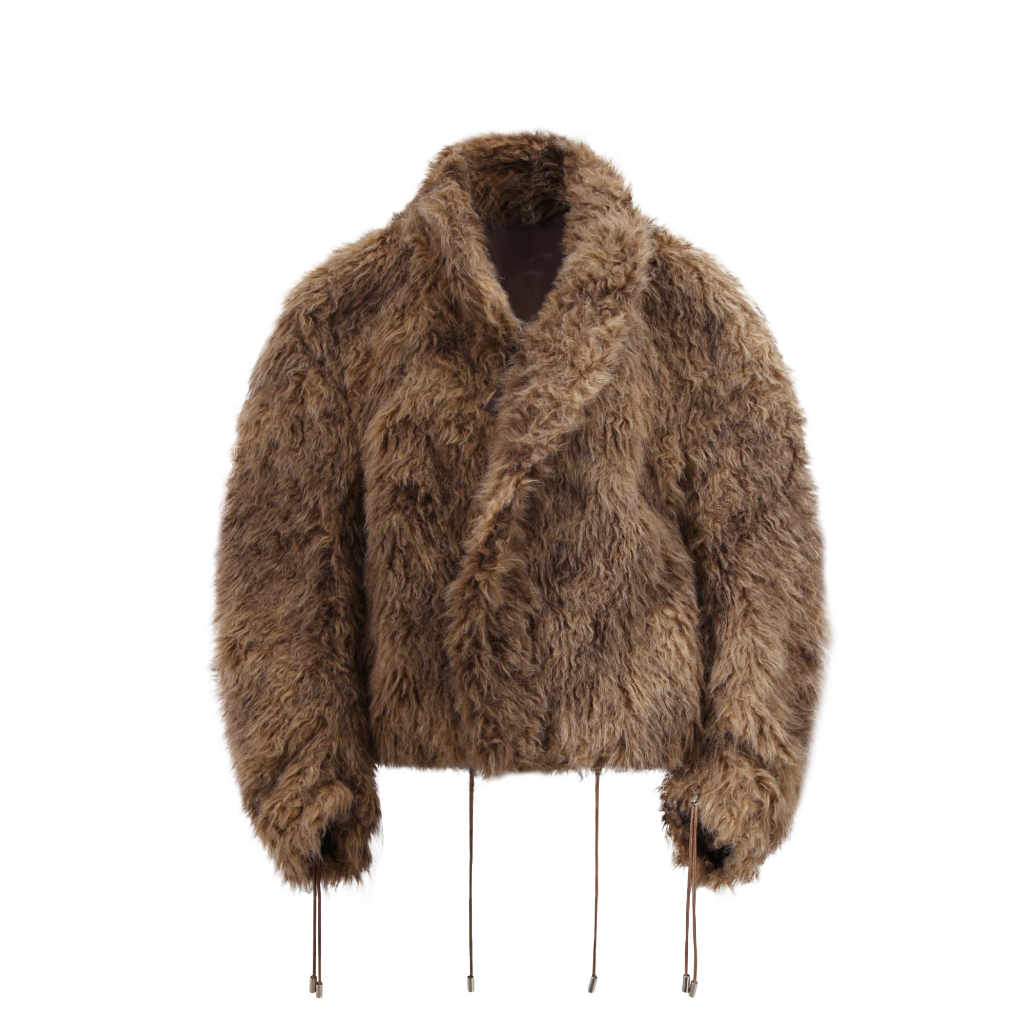 Brown Long Pile Faux Fur Jacket