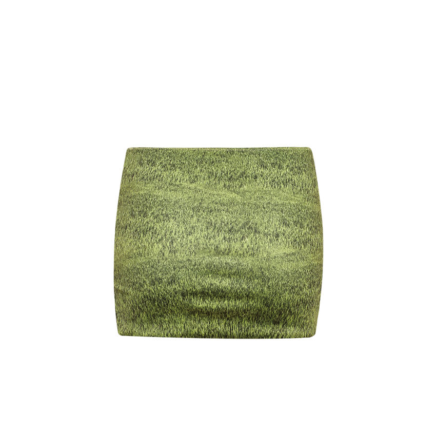 Green Grass Print Mini Skirt back