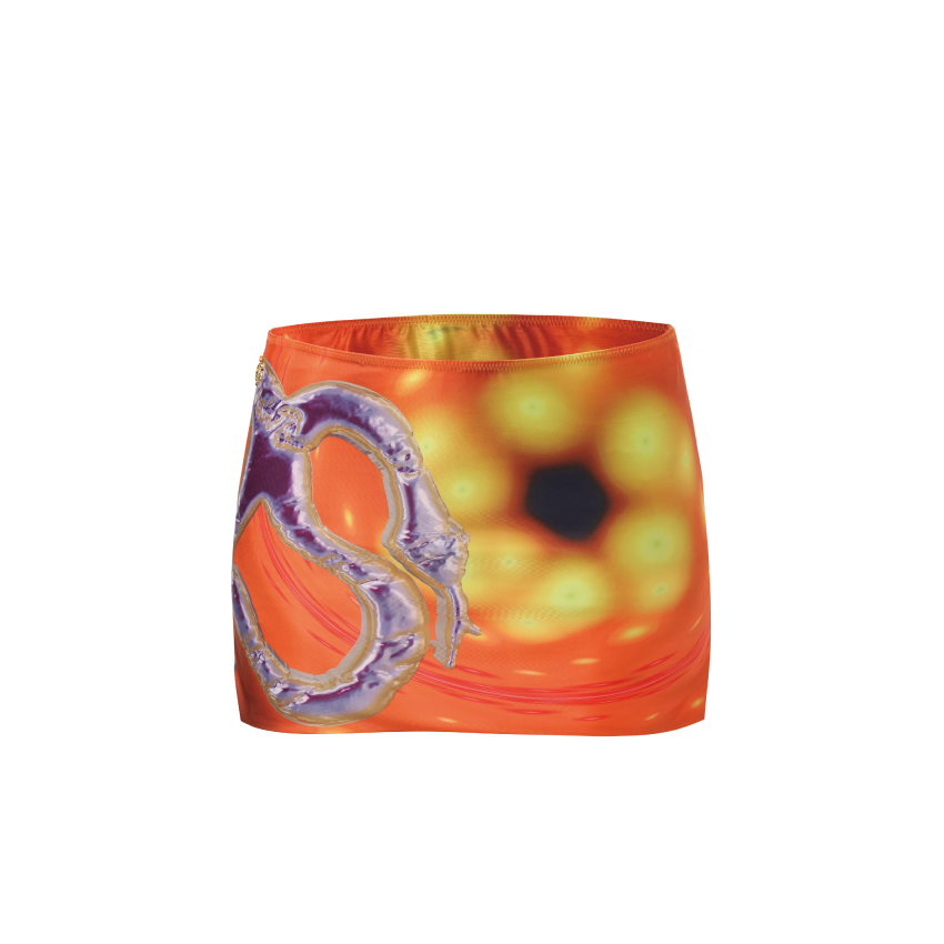 Space Black Hole Metal Logo Print Mini Skirt