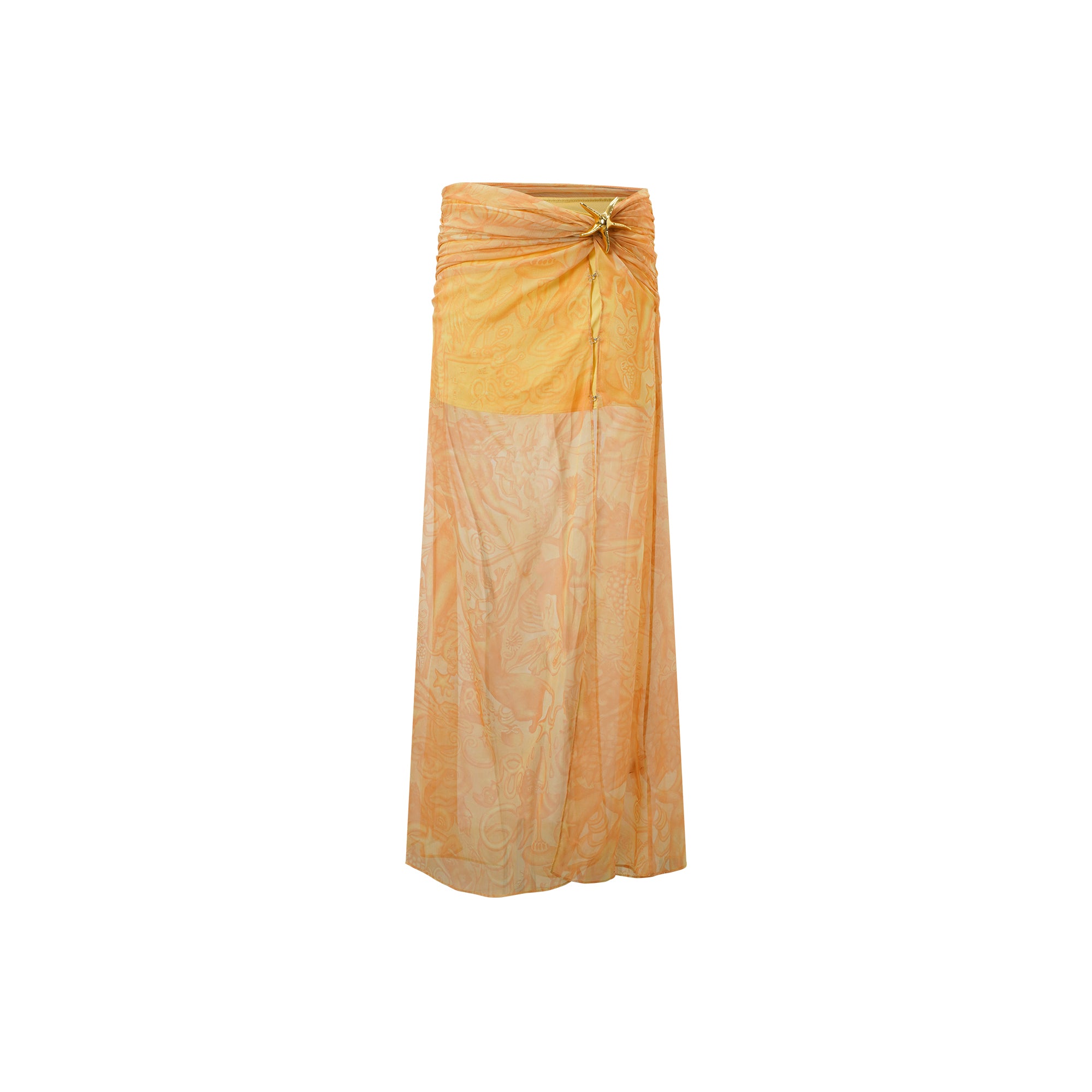Goddess Forest Print High-Slit Maxi Dress with removable Lining