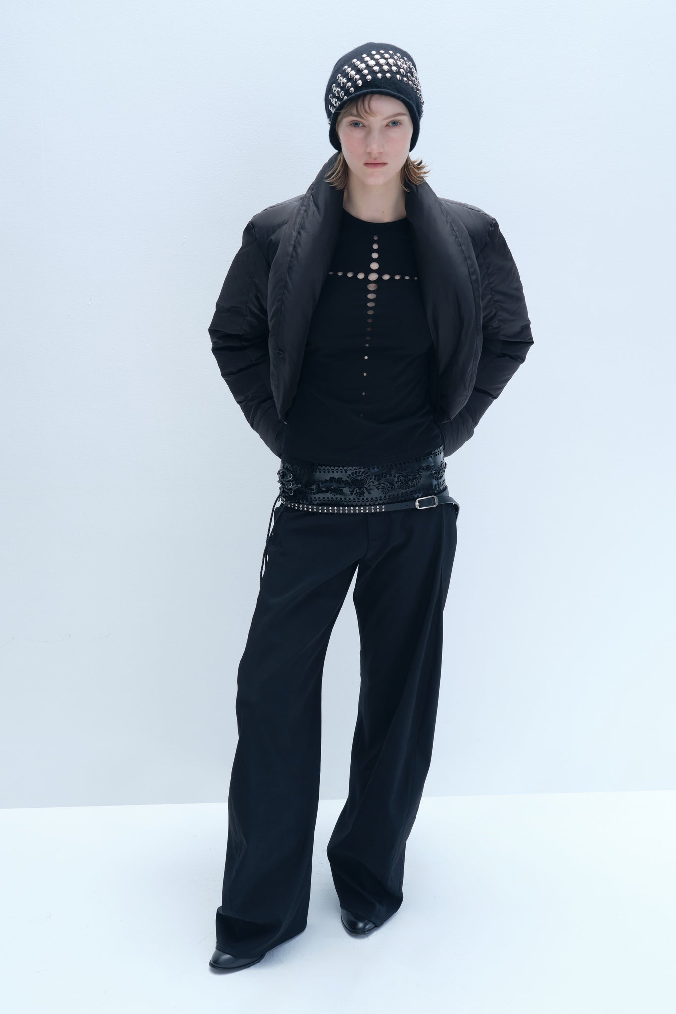 Black Tailored Curved  Trousers