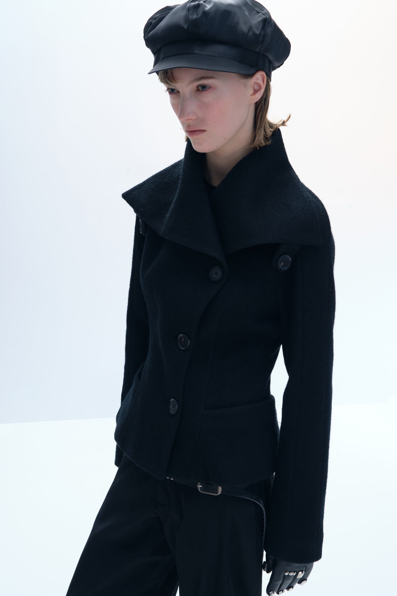 Jacquard Weave wool blend Tailored Coat