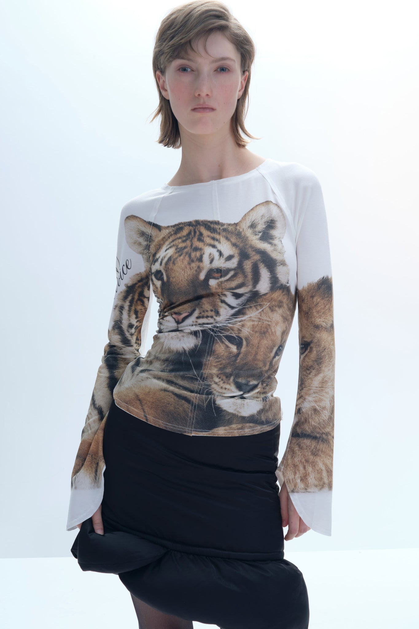 Tiger Print Patchwork T-shirt