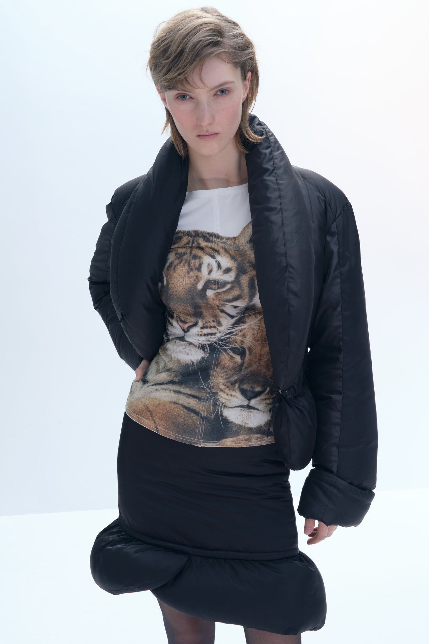 Tiger Print Patchwork T-shirt