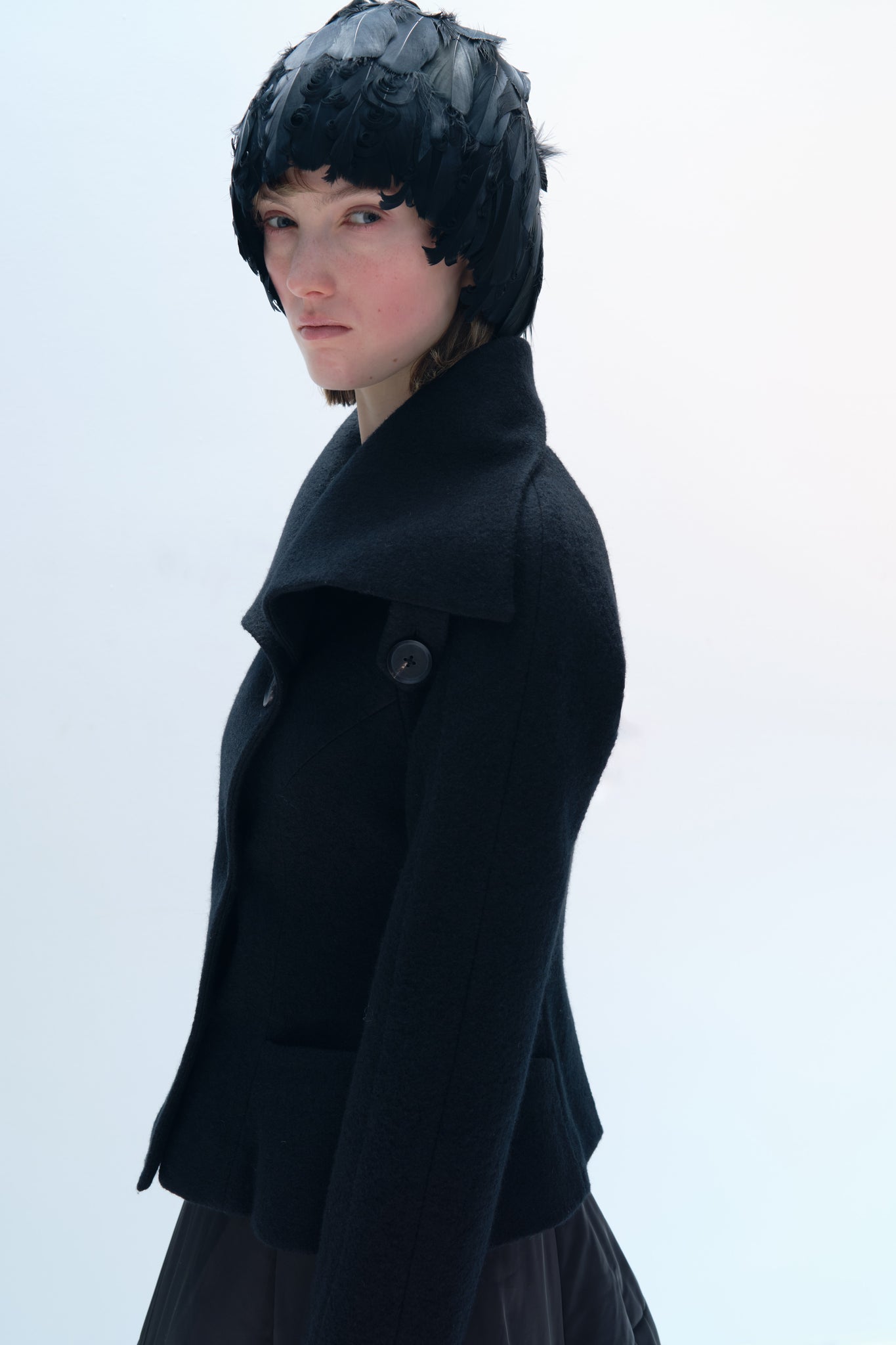 Jacquard Weave wool blend Tailored Coat