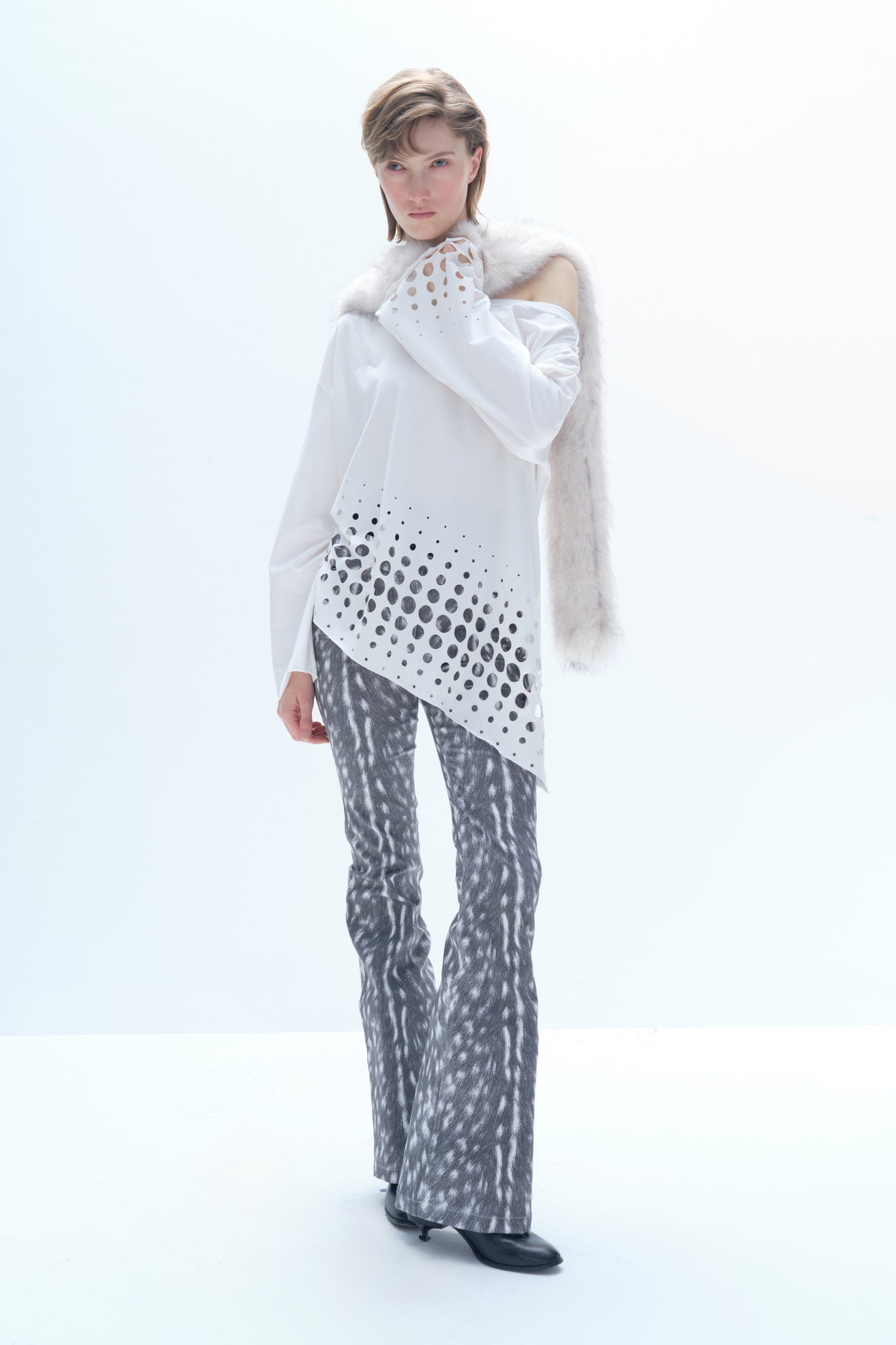 Black And White Deer Print Trousers