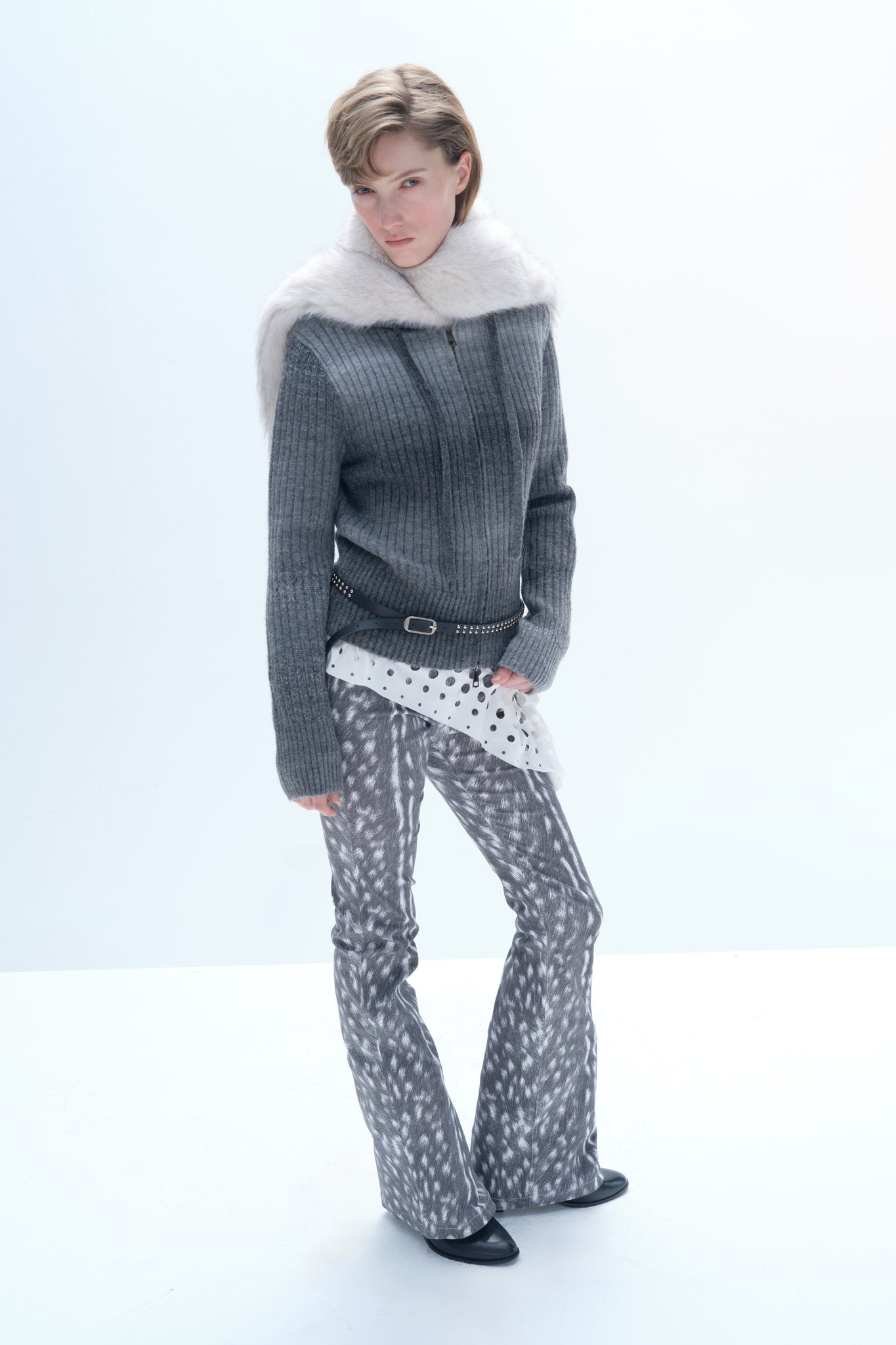 Black And White Deer Print Trousers