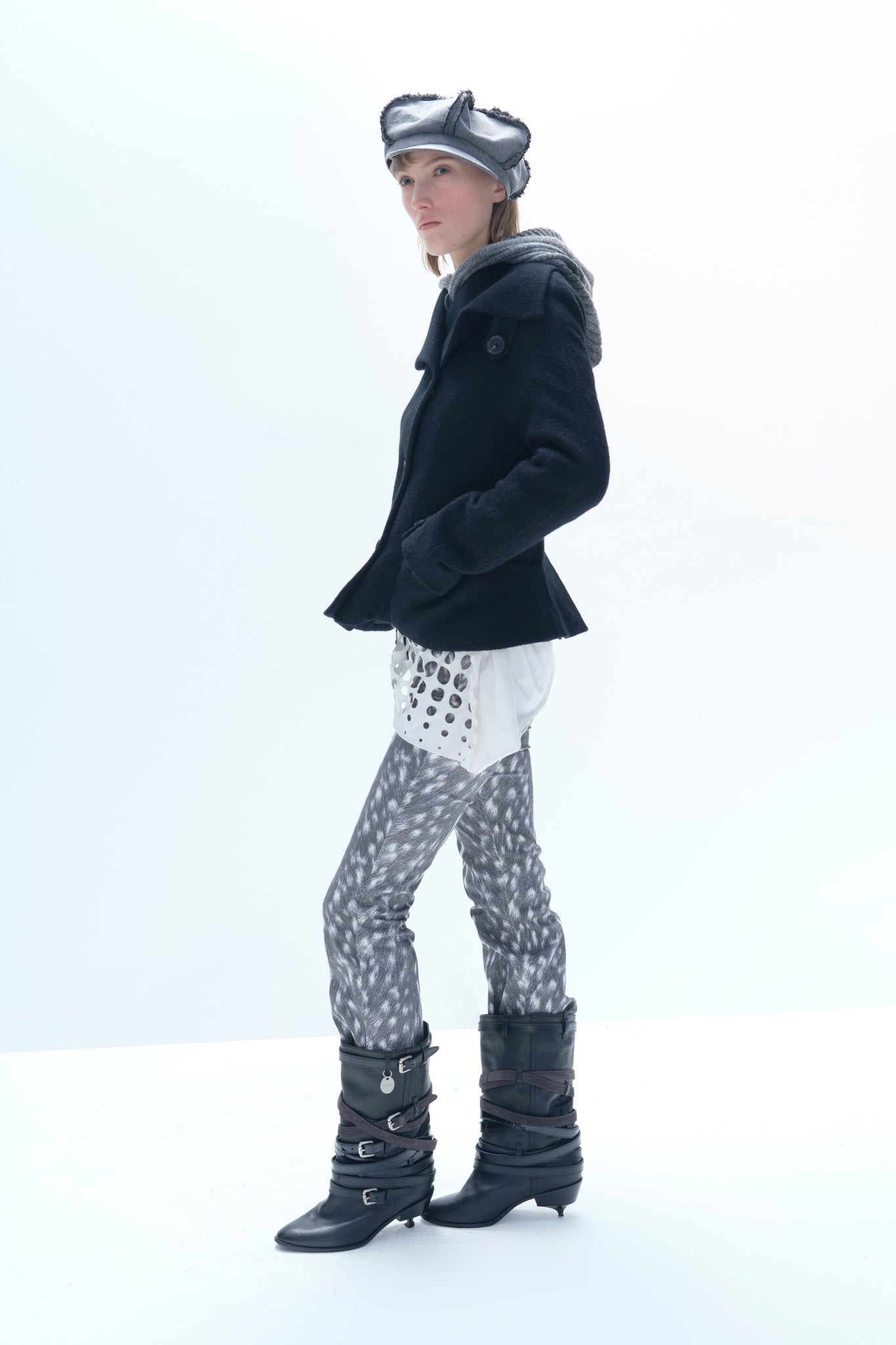 Black And White Deer Print Trousers
