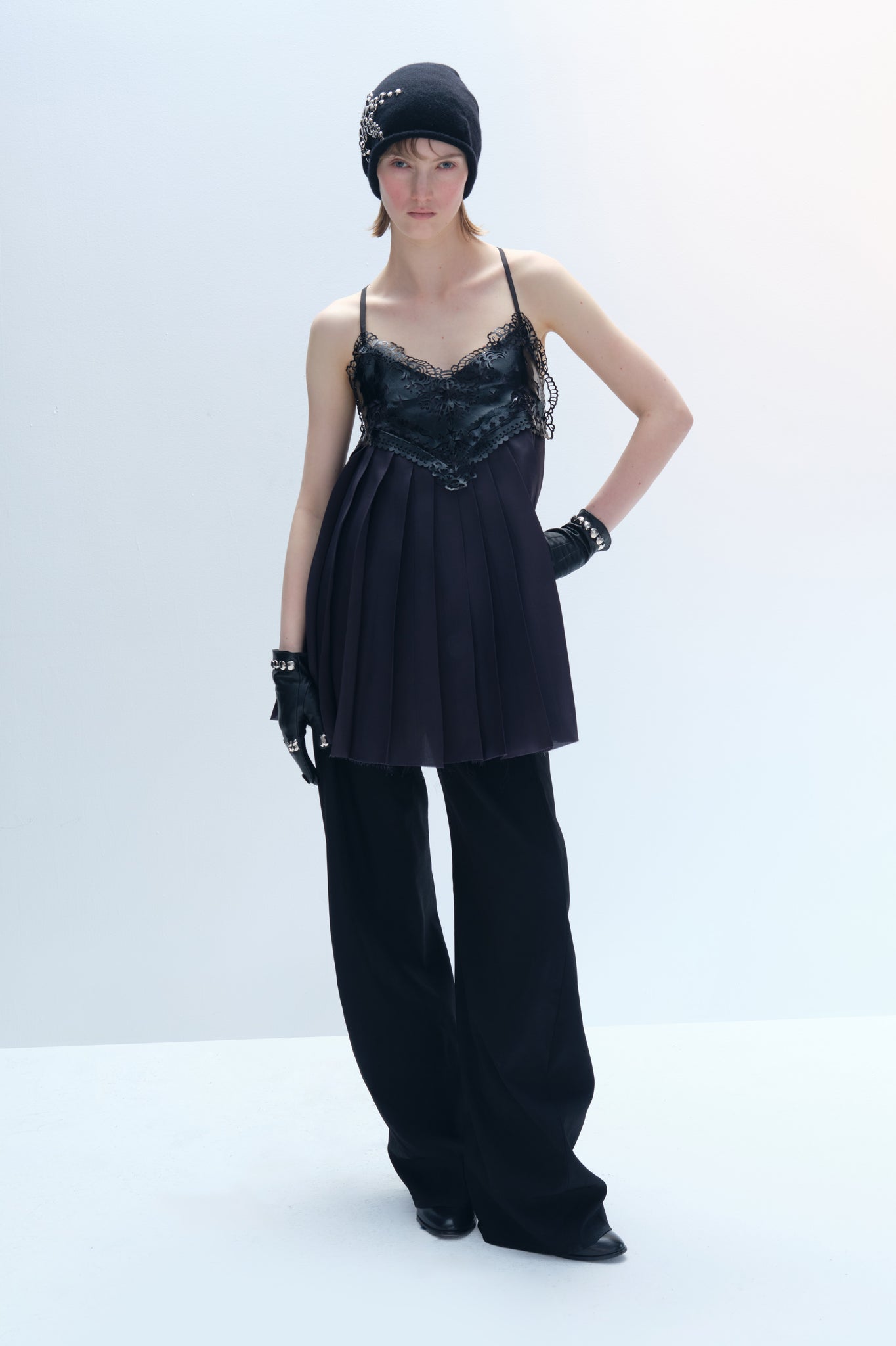 Black Tailored Curved  Trousers