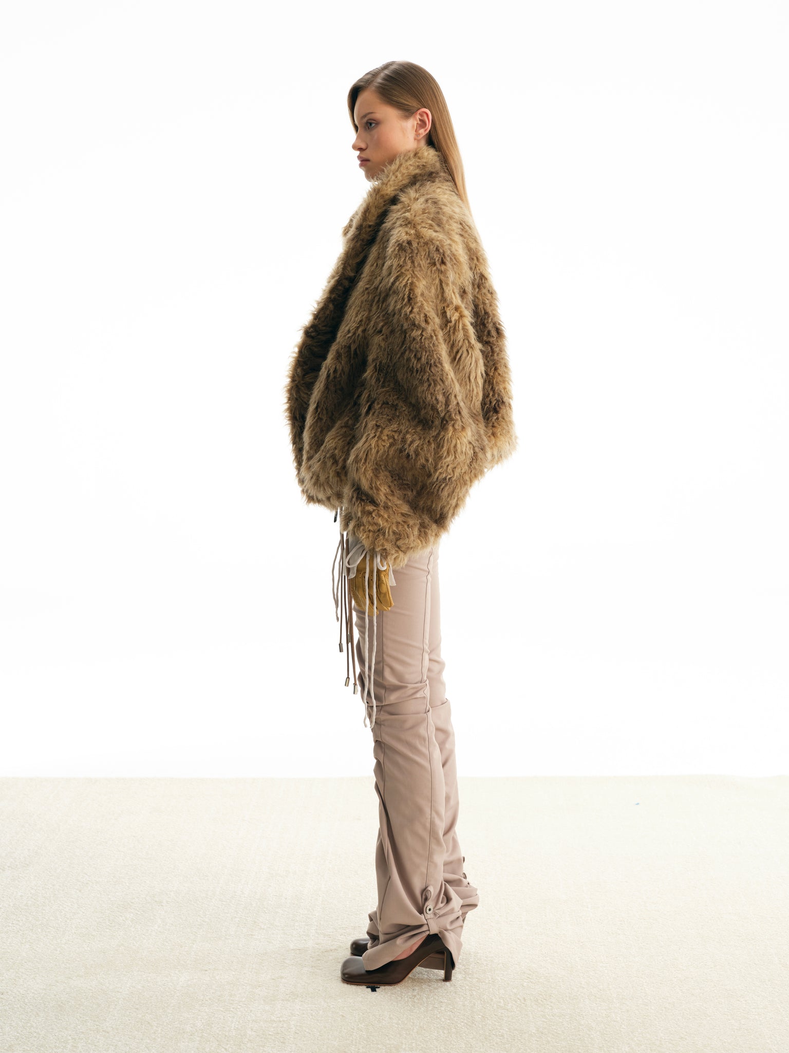 Brown Long Pile Faux Fur Jacket