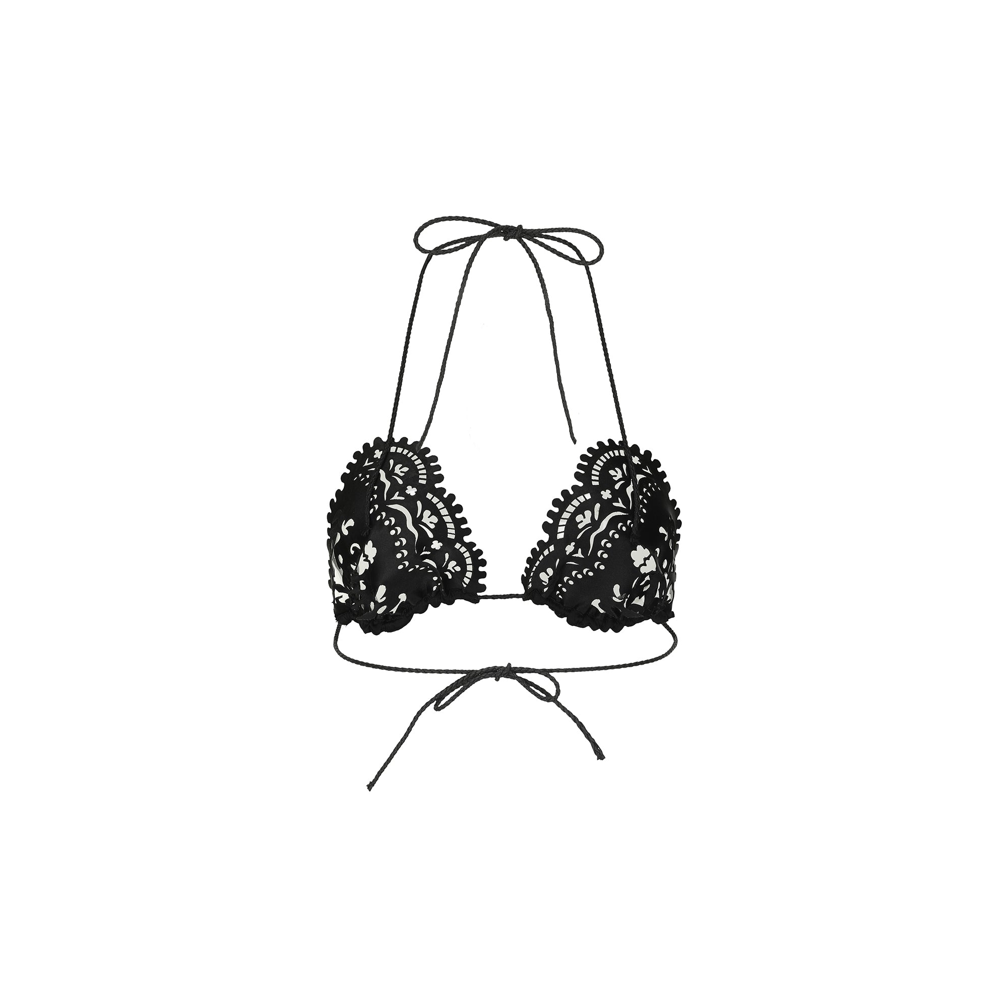 Laser-Cut Lace Leather Bra