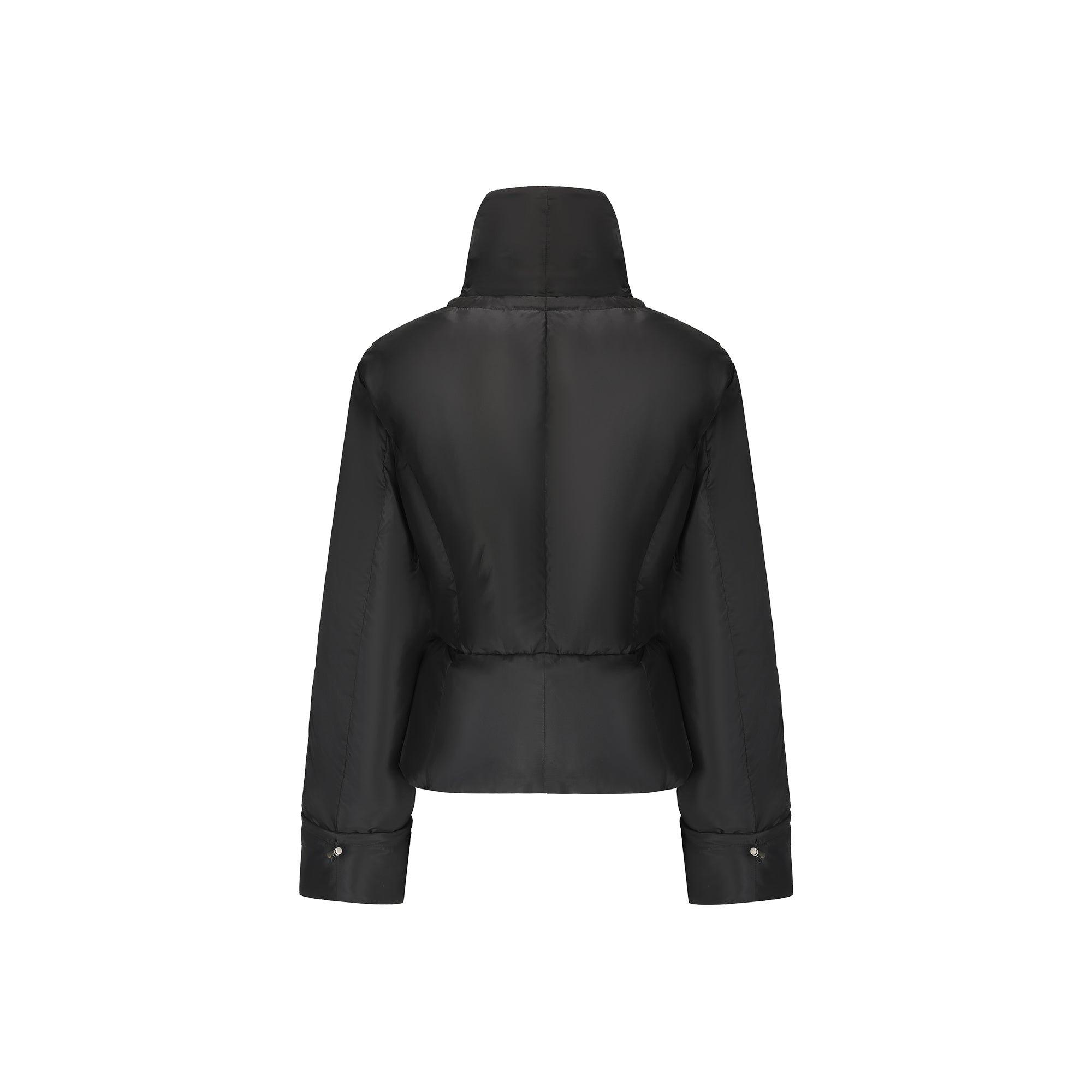 Black Fit Down Jacket With Adjustable Drawstring