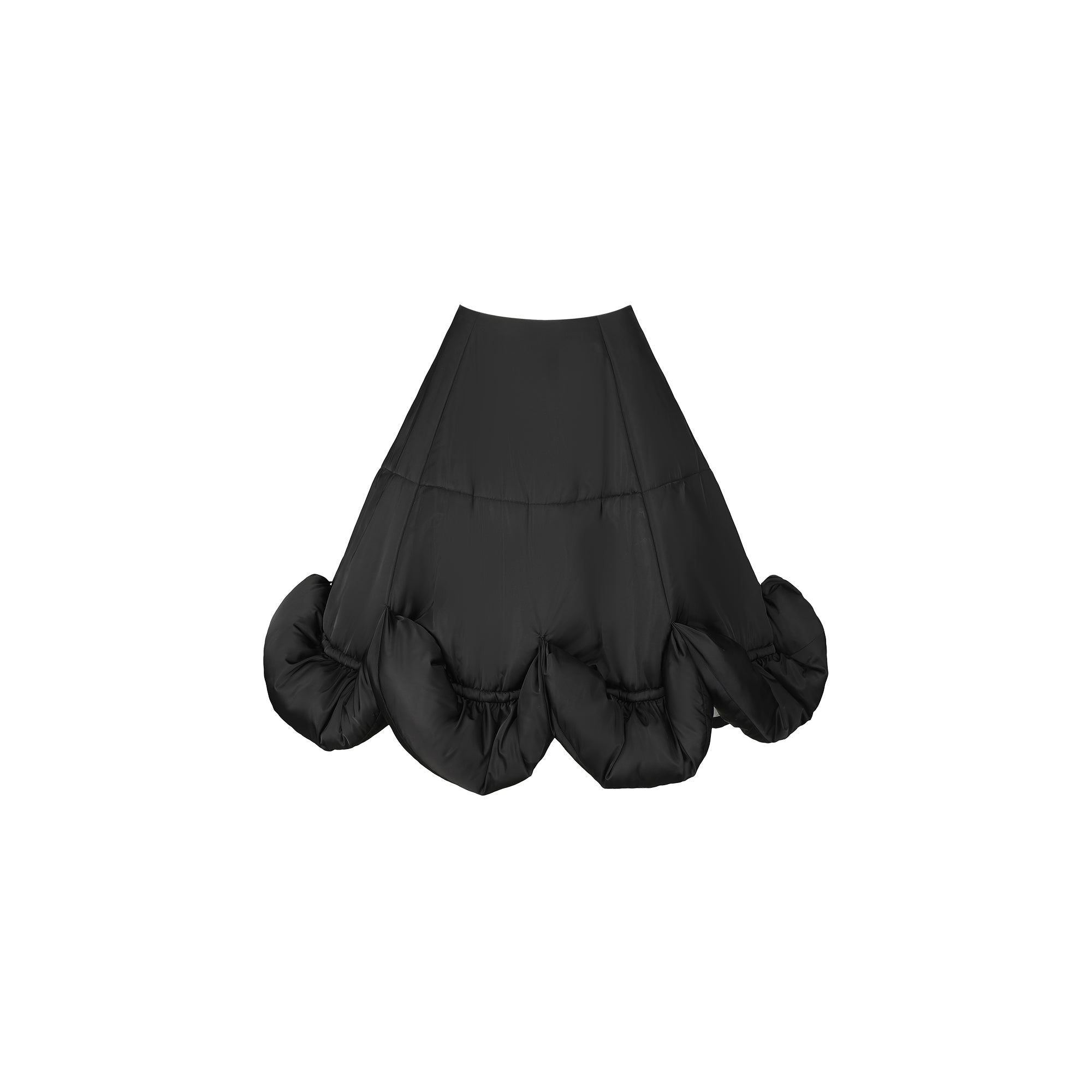 Black Flounced A-Line Skirt