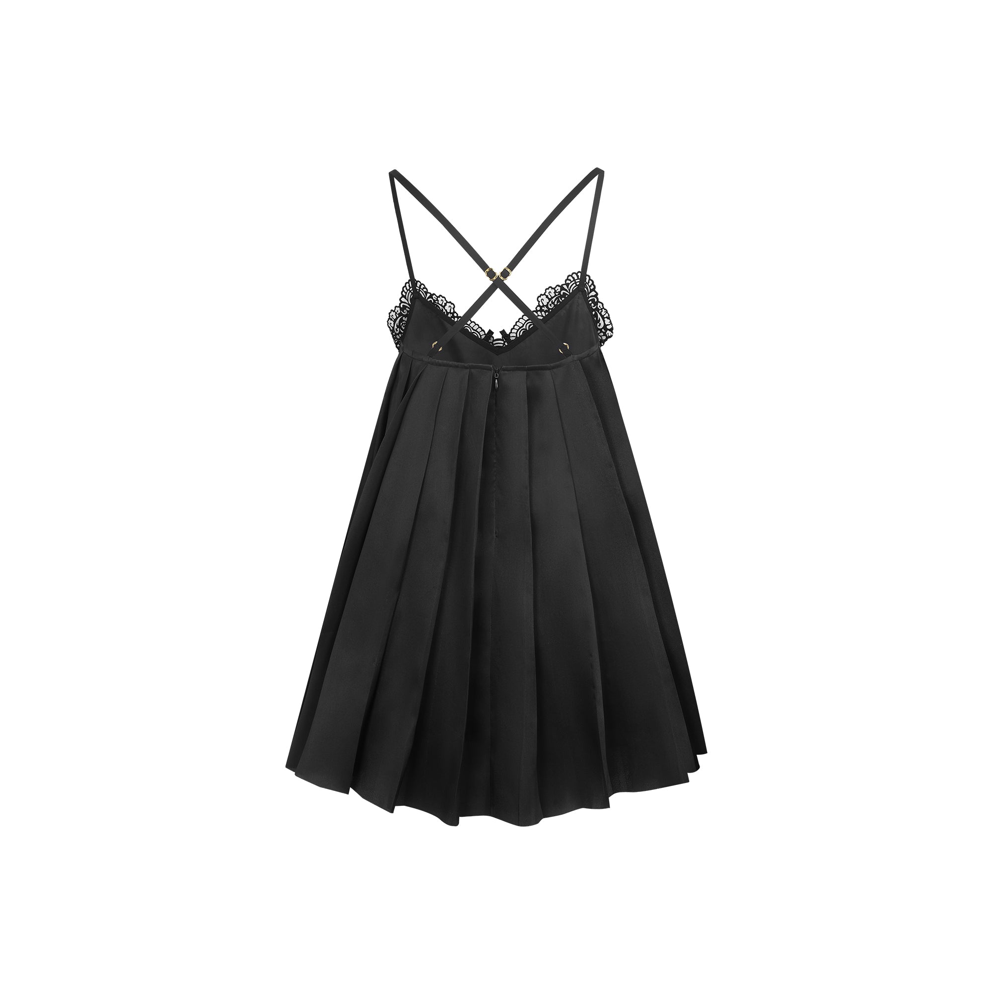 Mulberry Silk Organza with Laser-Cut Leather Embellished Dress