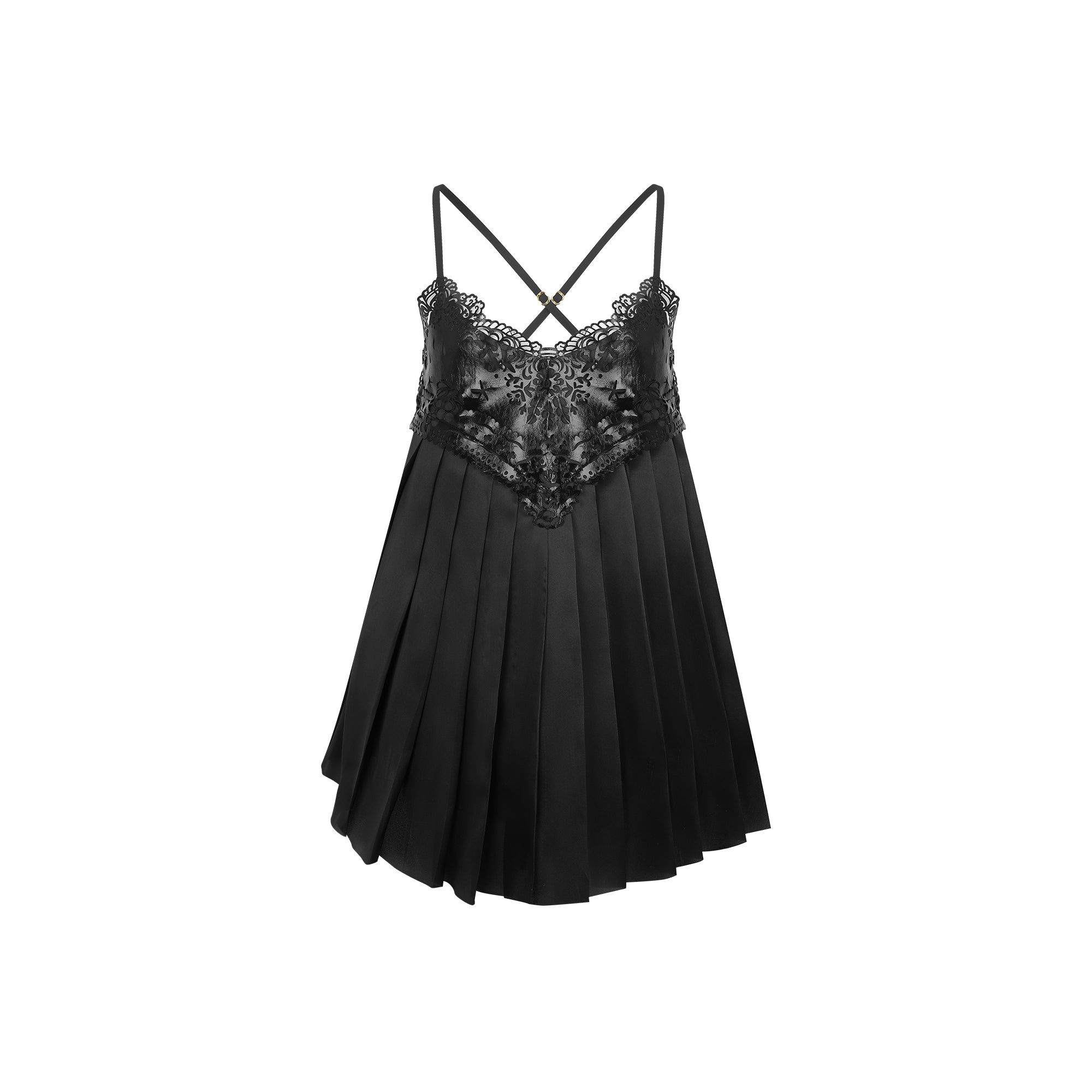Mulberry Silk Organza with Laser-Cut Leather Embellished Dress