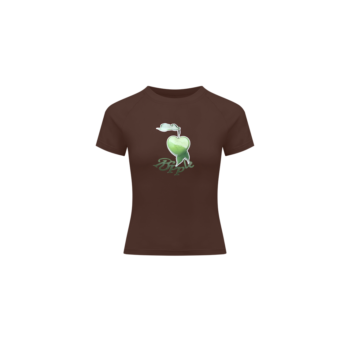 Brown Heart Apple Print T-Shirt