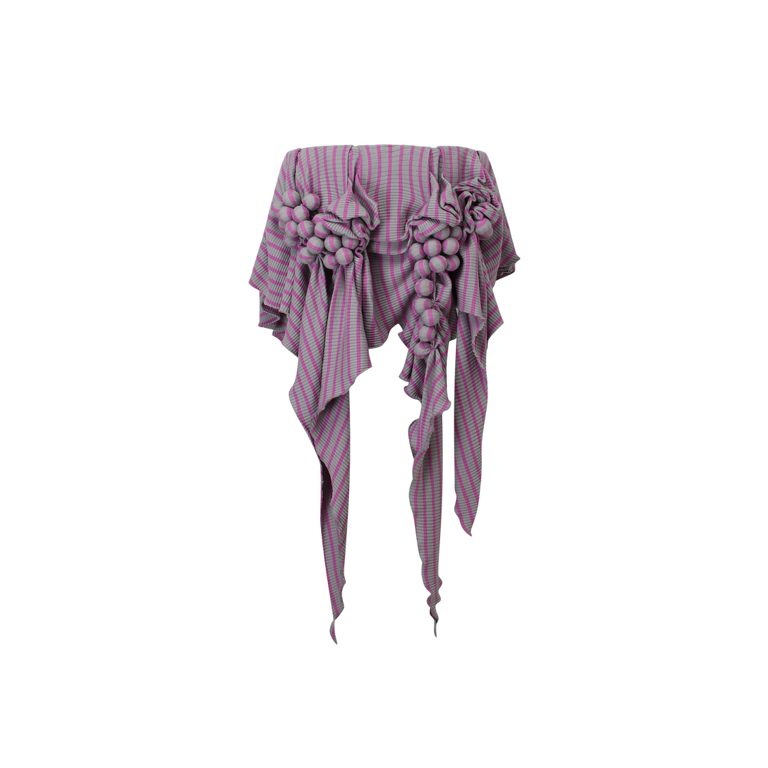 Gray-purple Handcrafted  Smocking Grape & Flower Midi Skirt