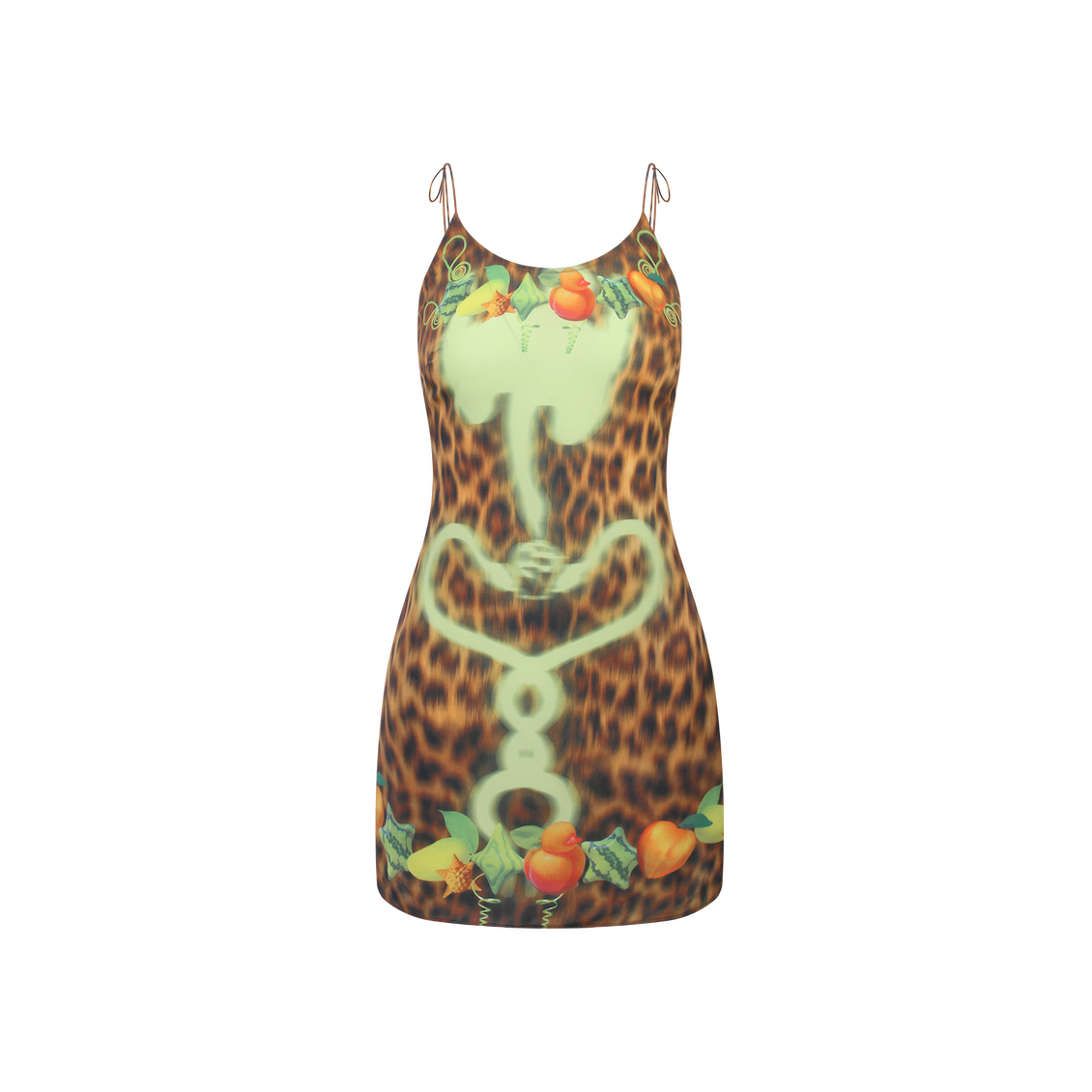 Fruit Leopard Print Silk Chiffon Dress