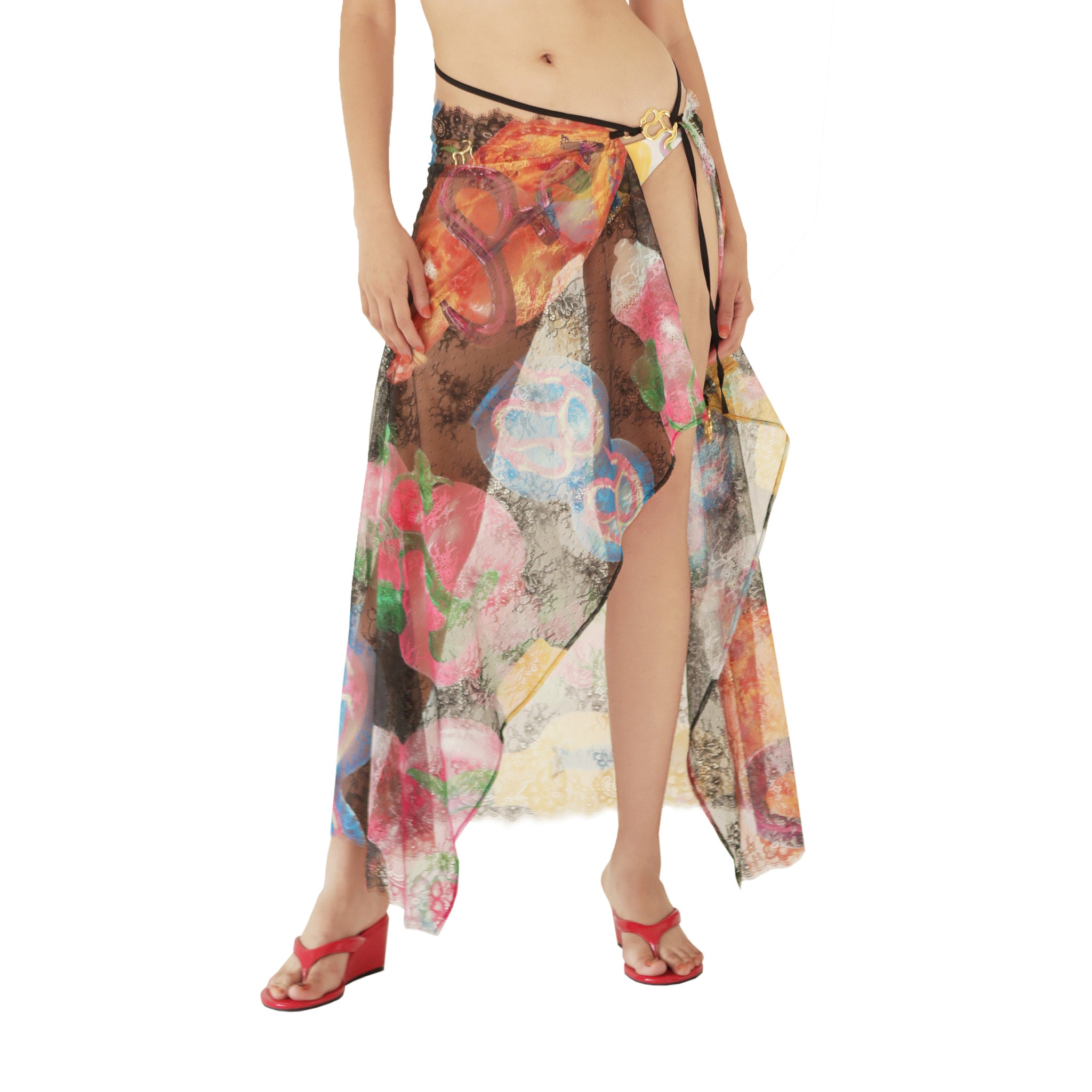 20%OFF Print Lace Scarf Cover Up