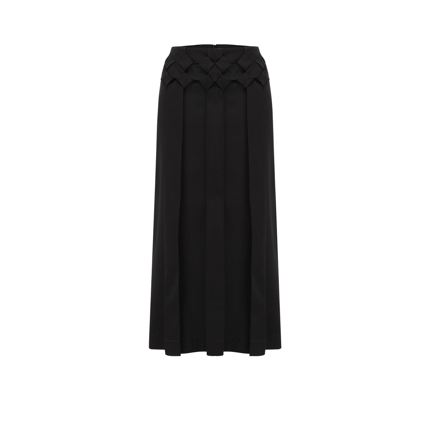 Black flower pleats long skirt