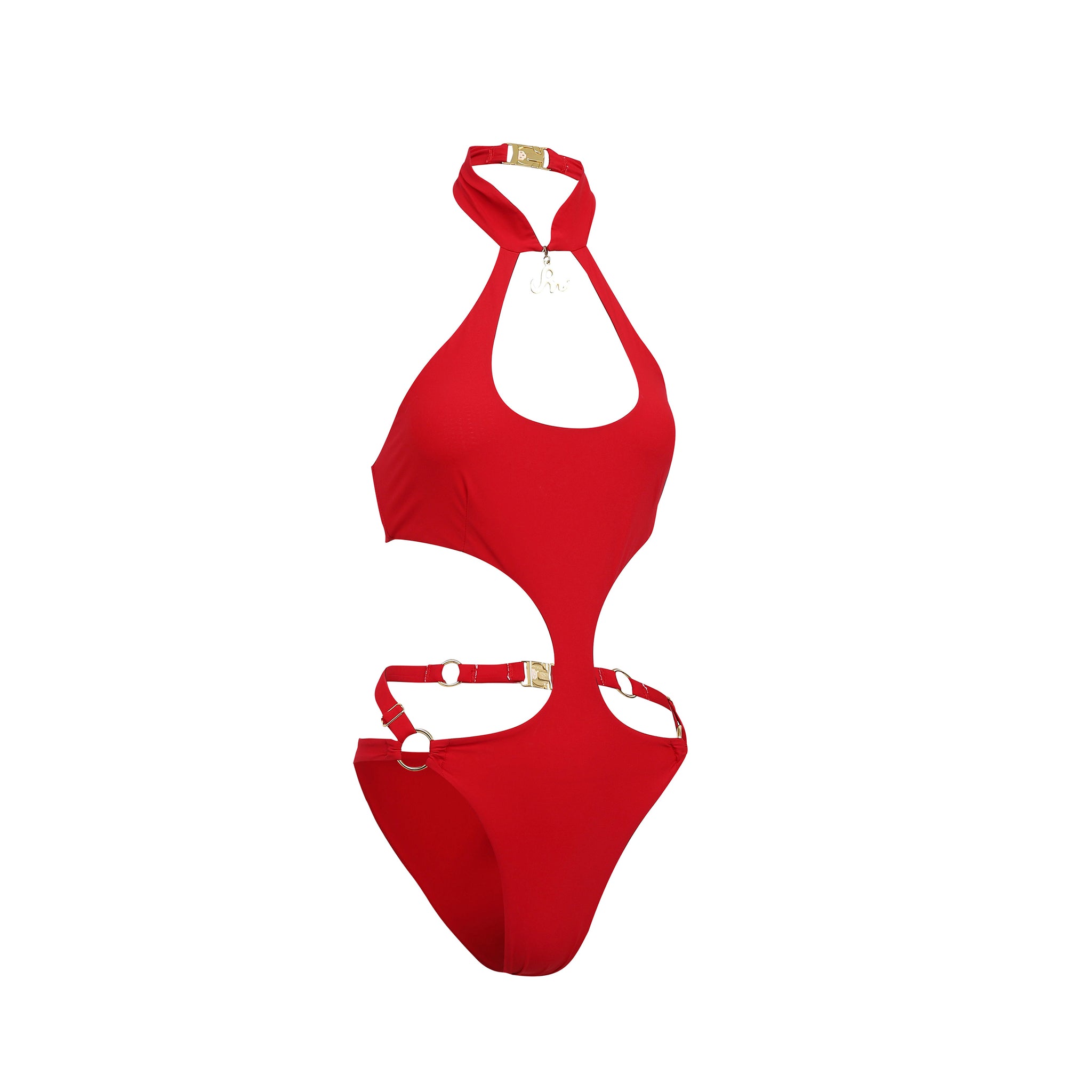 Red Qipao One Piece Swimsuit left 