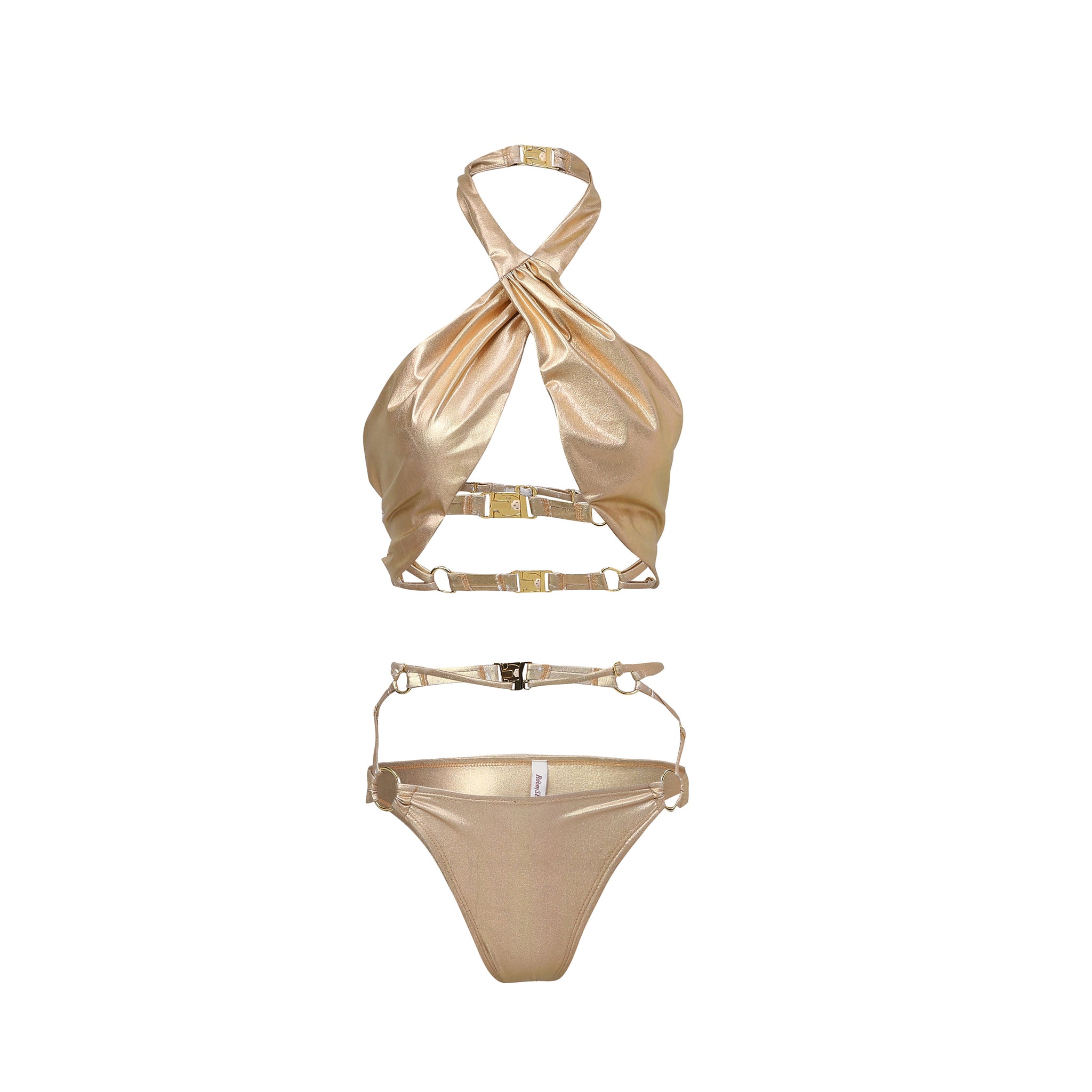 GOLDEN SAHARA Gold Halter Bikini