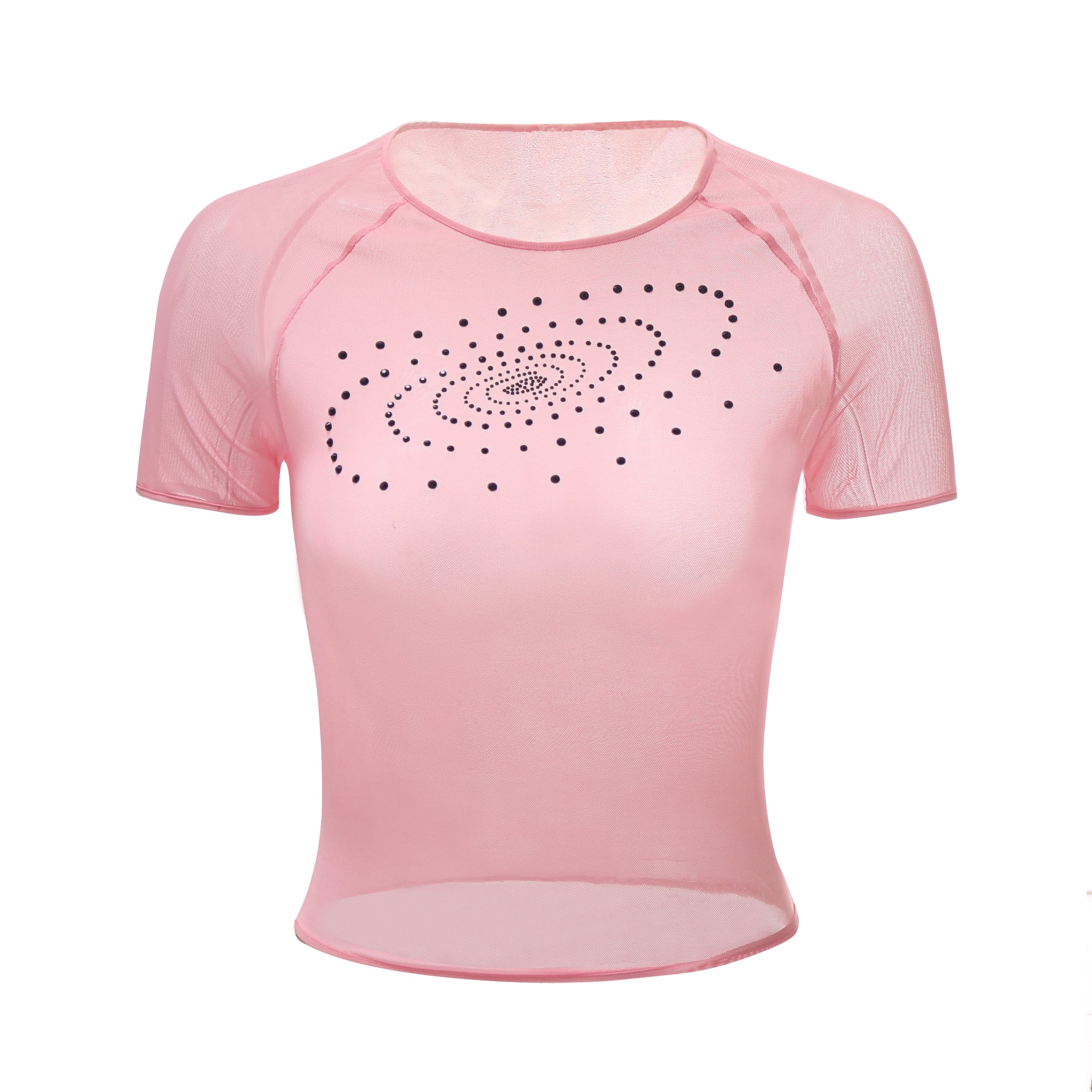 Pink Mesh Galaxy Rhinestones T-Shirt