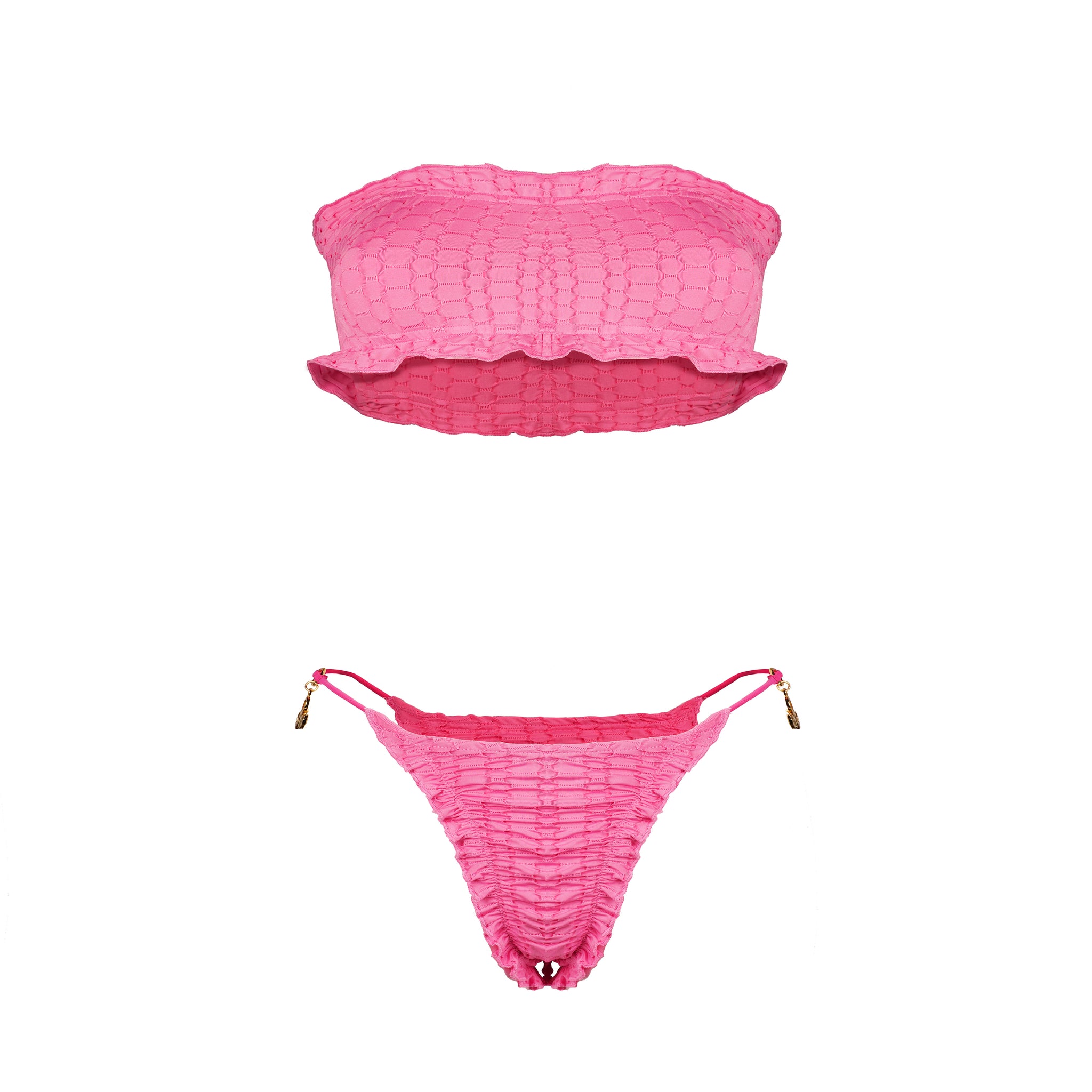 30%OFF Pink Three Piece Bikini Set With Skirt