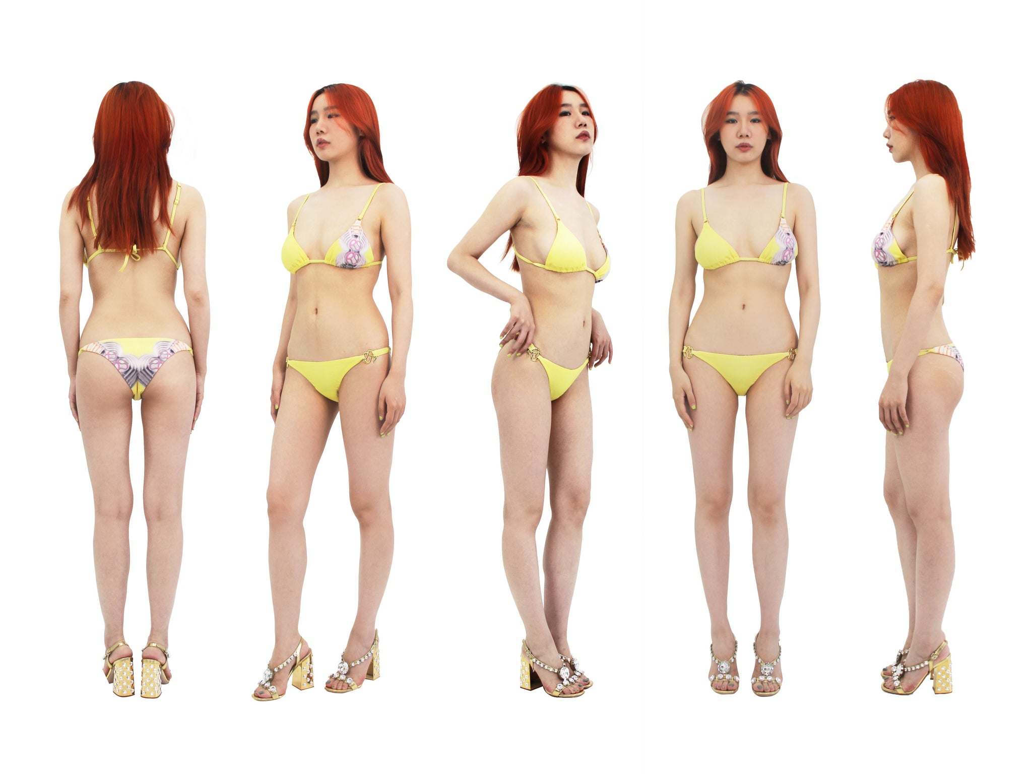Lemon Fountain Print Bikini Sets