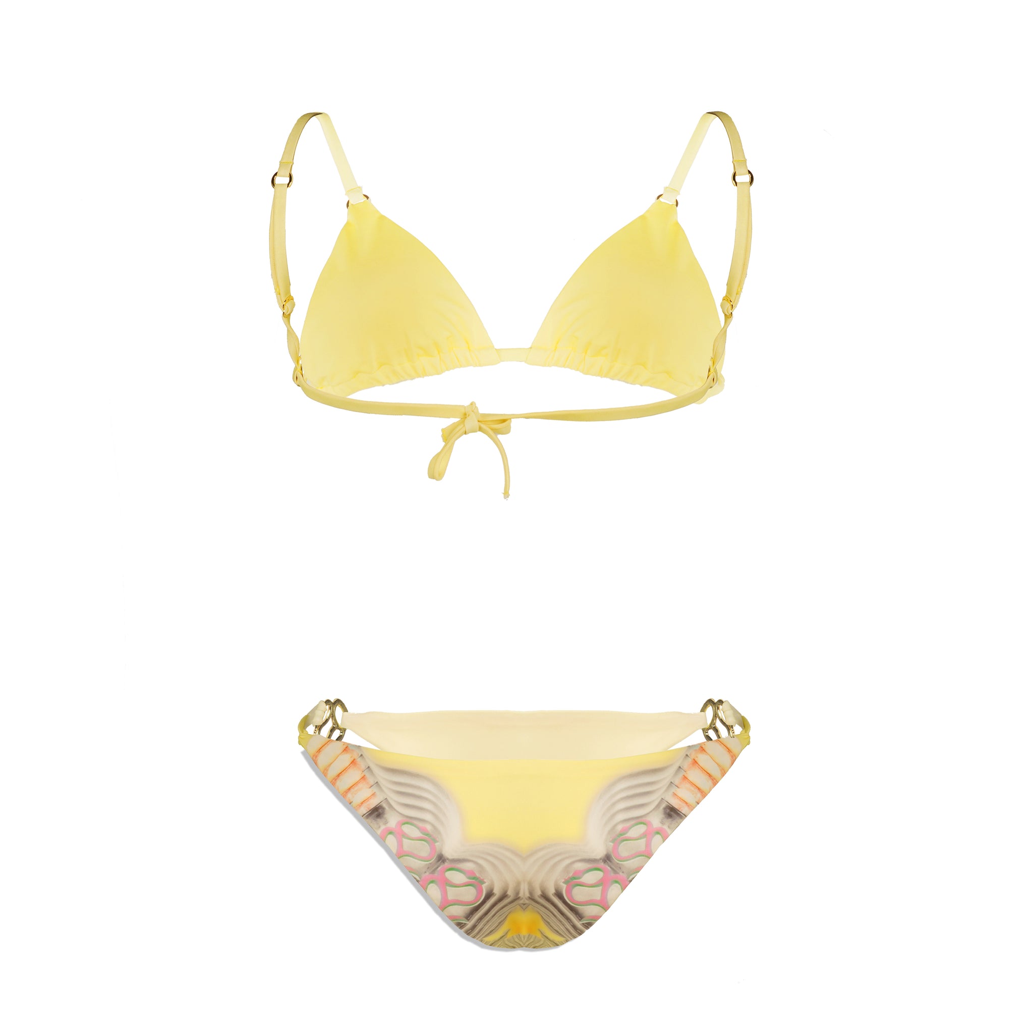 Lemon Fountain Print Bikini Sets back